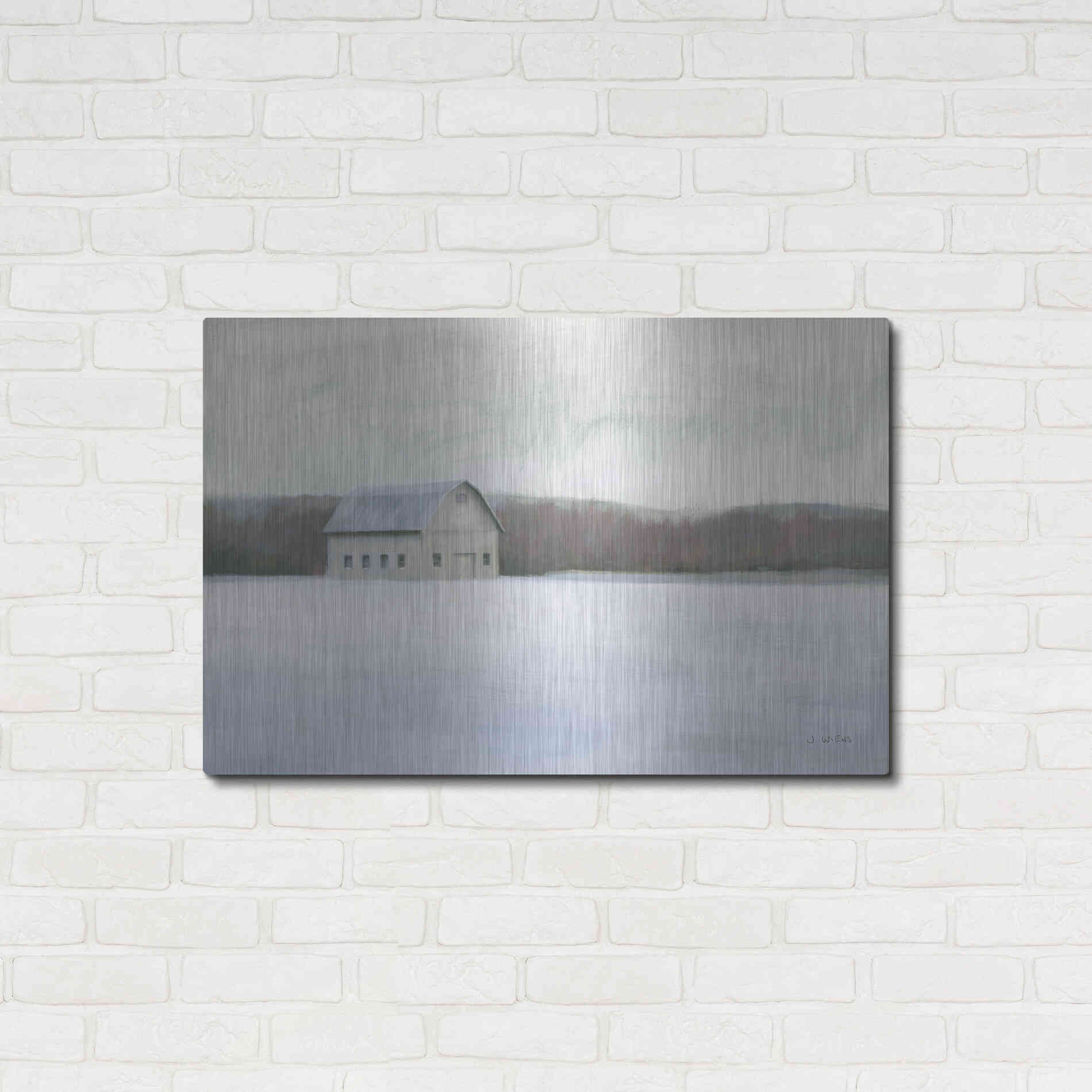 Luxe Metal Art 'Winter Barn' by James Wiens, Metal Wall Art,36x24