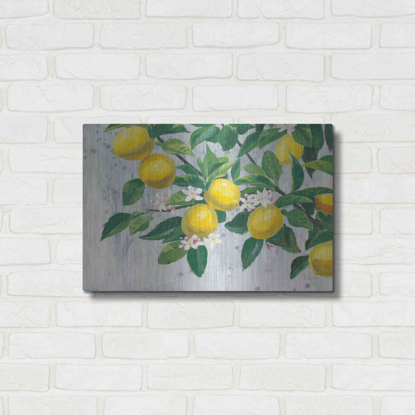 Luxe Metal Art 'Zesty Lemons' by James Wiens, Metal Wall Art,24x16
