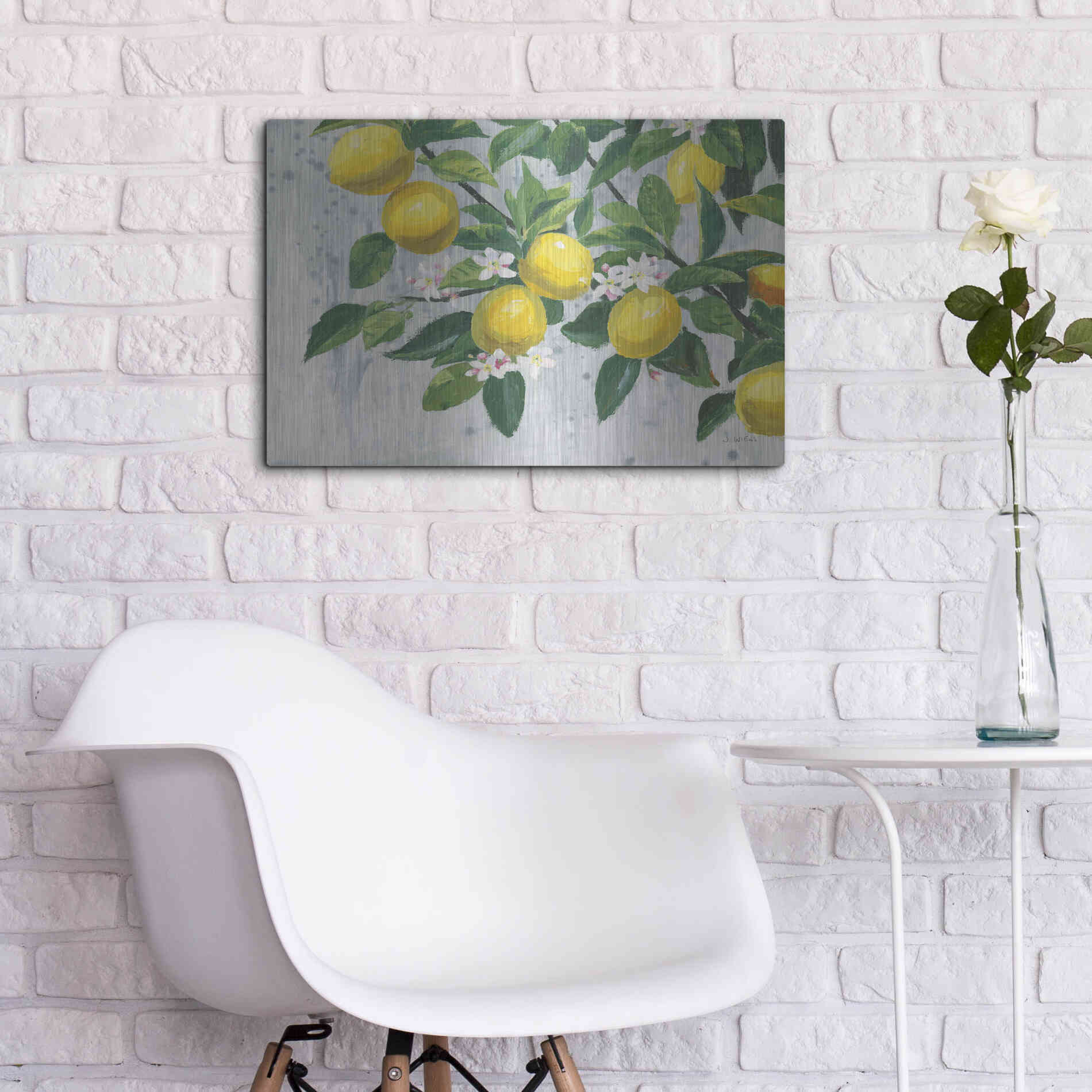 Luxe Metal Art 'Zesty Lemons' by James Wiens, Metal Wall Art,24x16