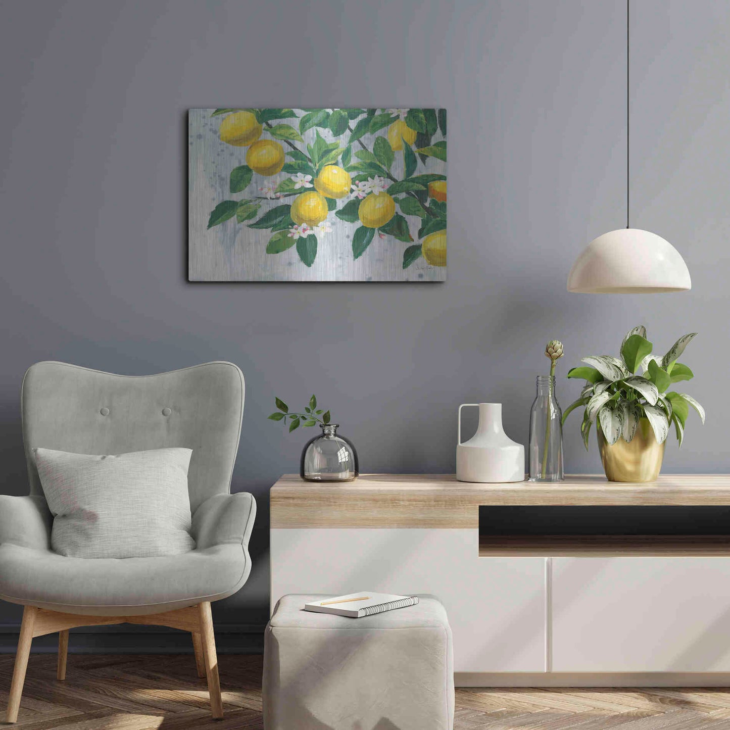 Luxe Metal Art 'Zesty Lemons' by James Wiens, Metal Wall Art,24x16