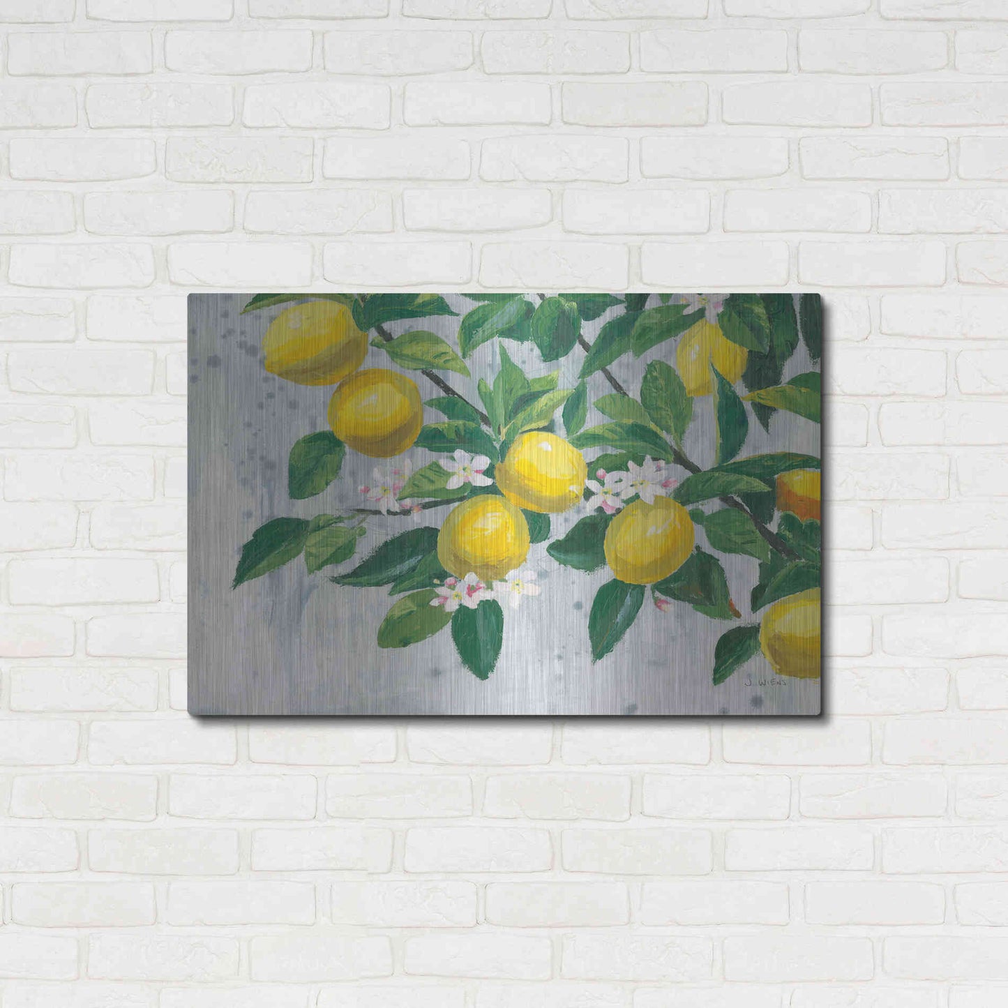Luxe Metal Art 'Zesty Lemons' by James Wiens, Metal Wall Art,36x24