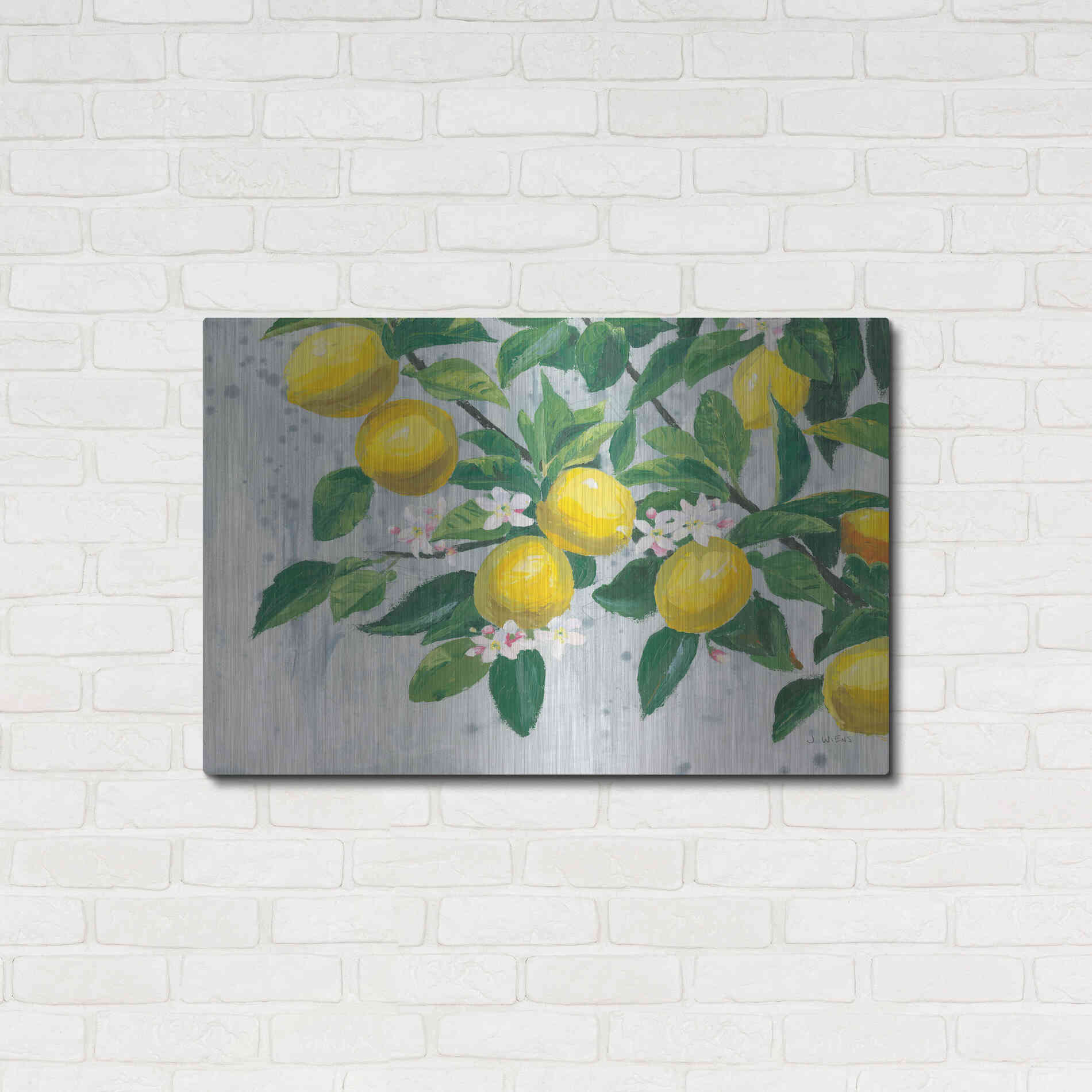 Luxe Metal Art 'Zesty Lemons' by James Wiens, Metal Wall Art,36x24