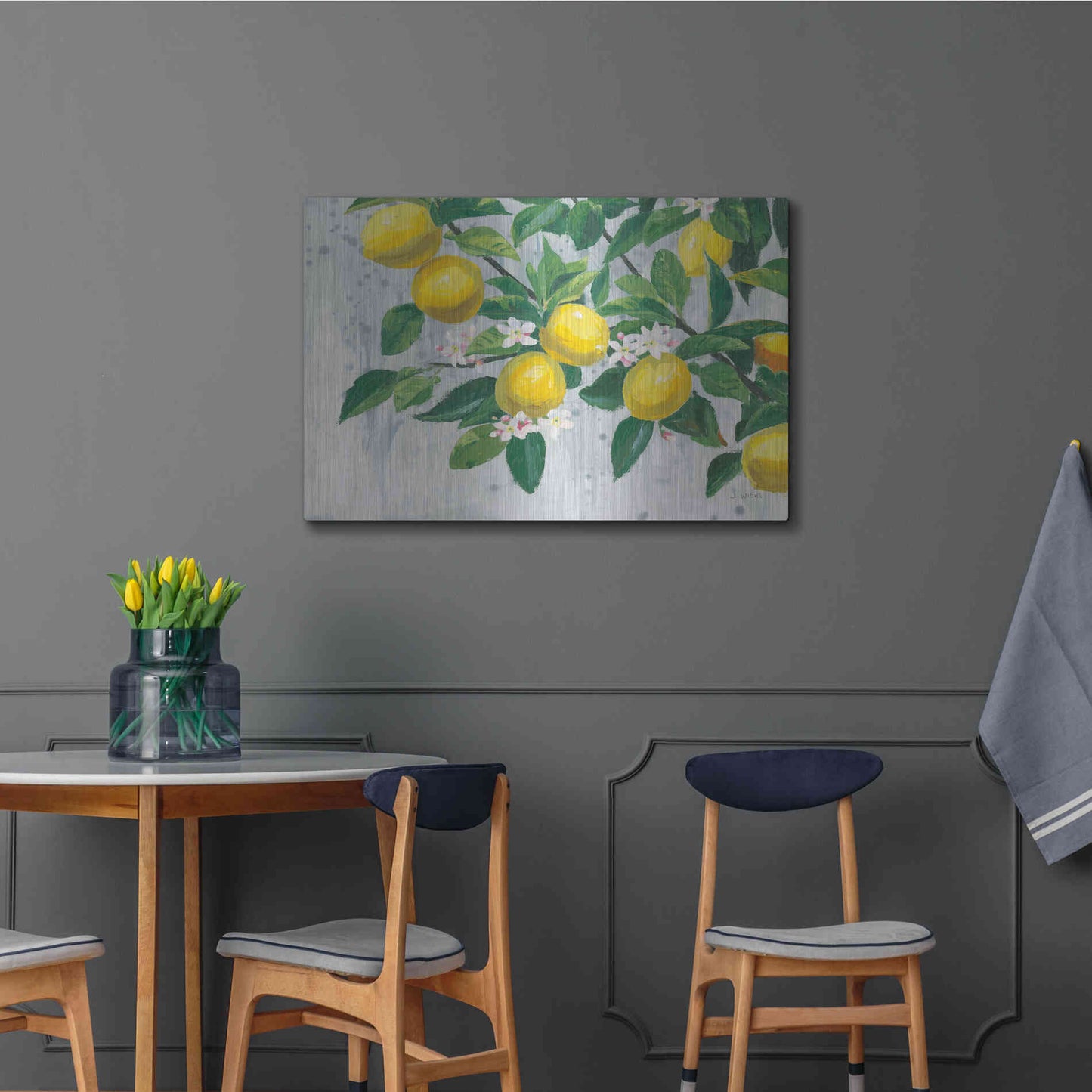 Luxe Metal Art 'Zesty Lemons' by James Wiens, Metal Wall Art,36x24