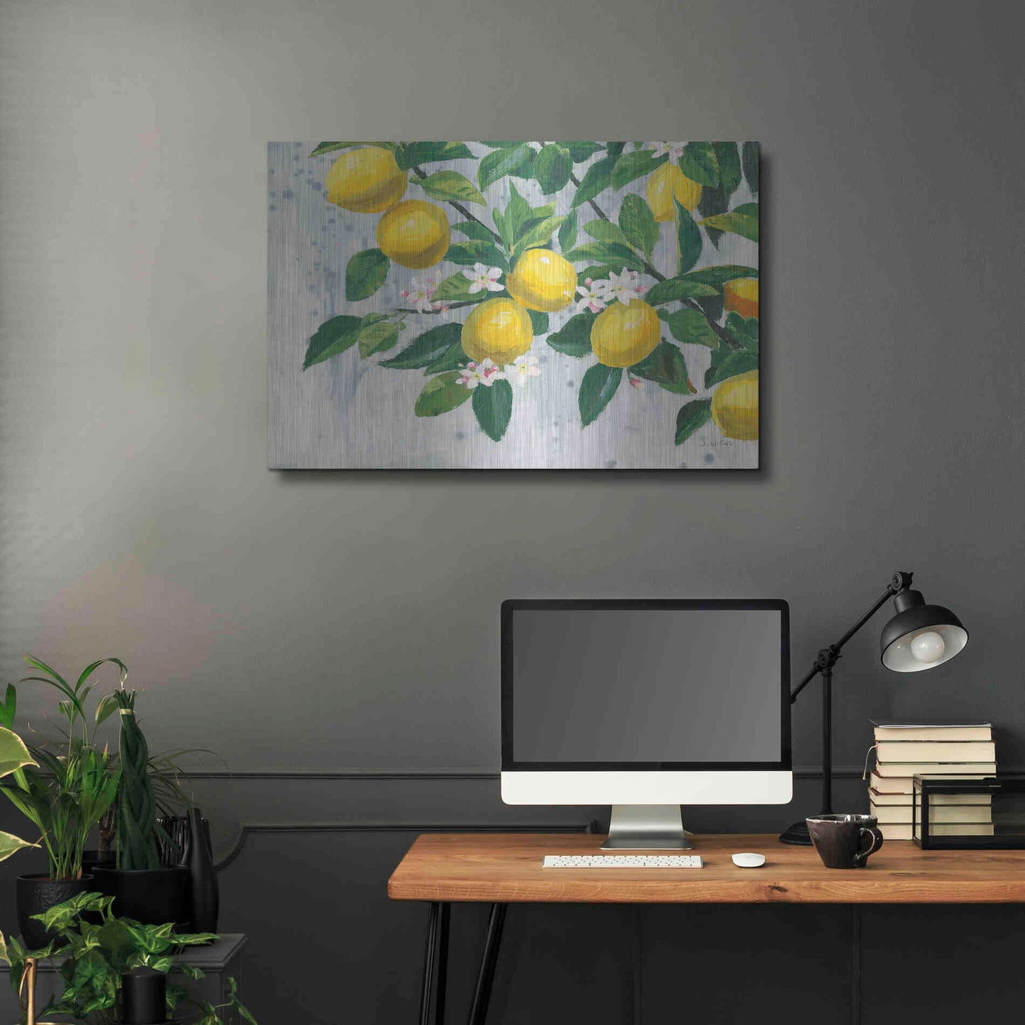 Luxe Metal Art 'Zesty Lemons' by James Wiens, Metal Wall Art,36x24