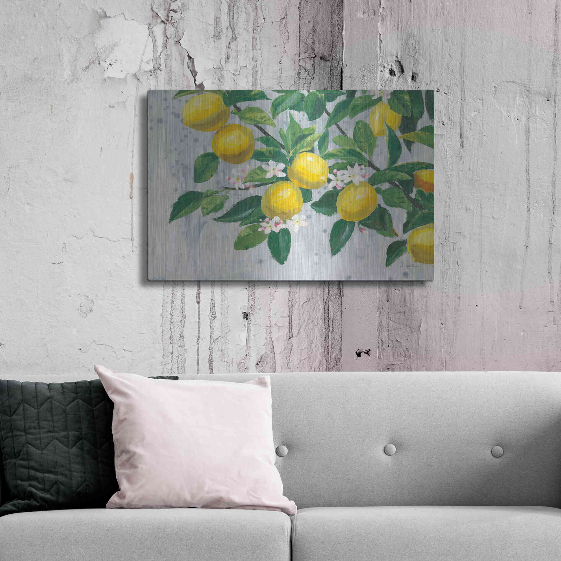 Luxe Metal Art 'Zesty Lemons' by James Wiens, Metal Wall Art,36x24