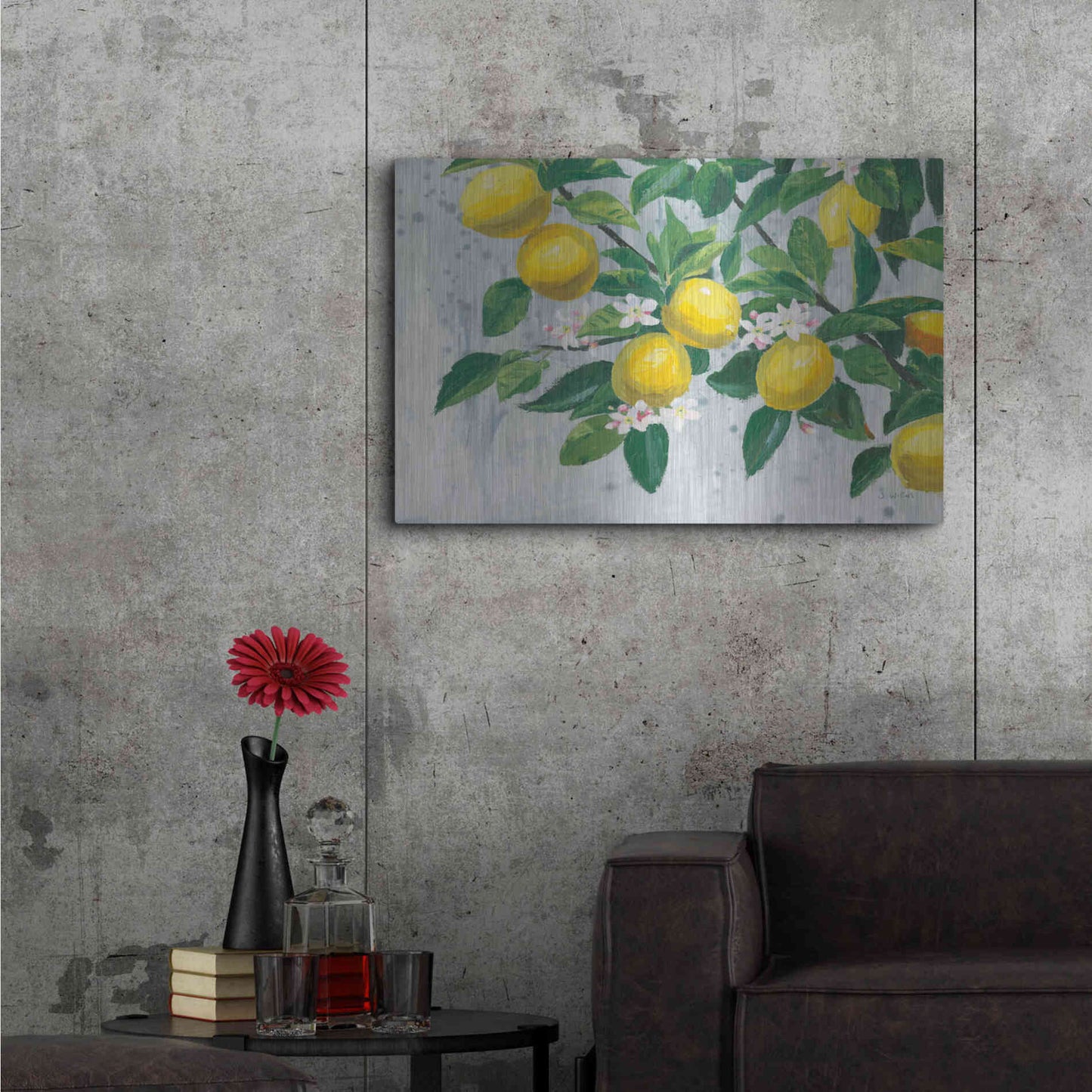 Luxe Metal Art 'Zesty Lemons' by James Wiens, Metal Wall Art,36x24