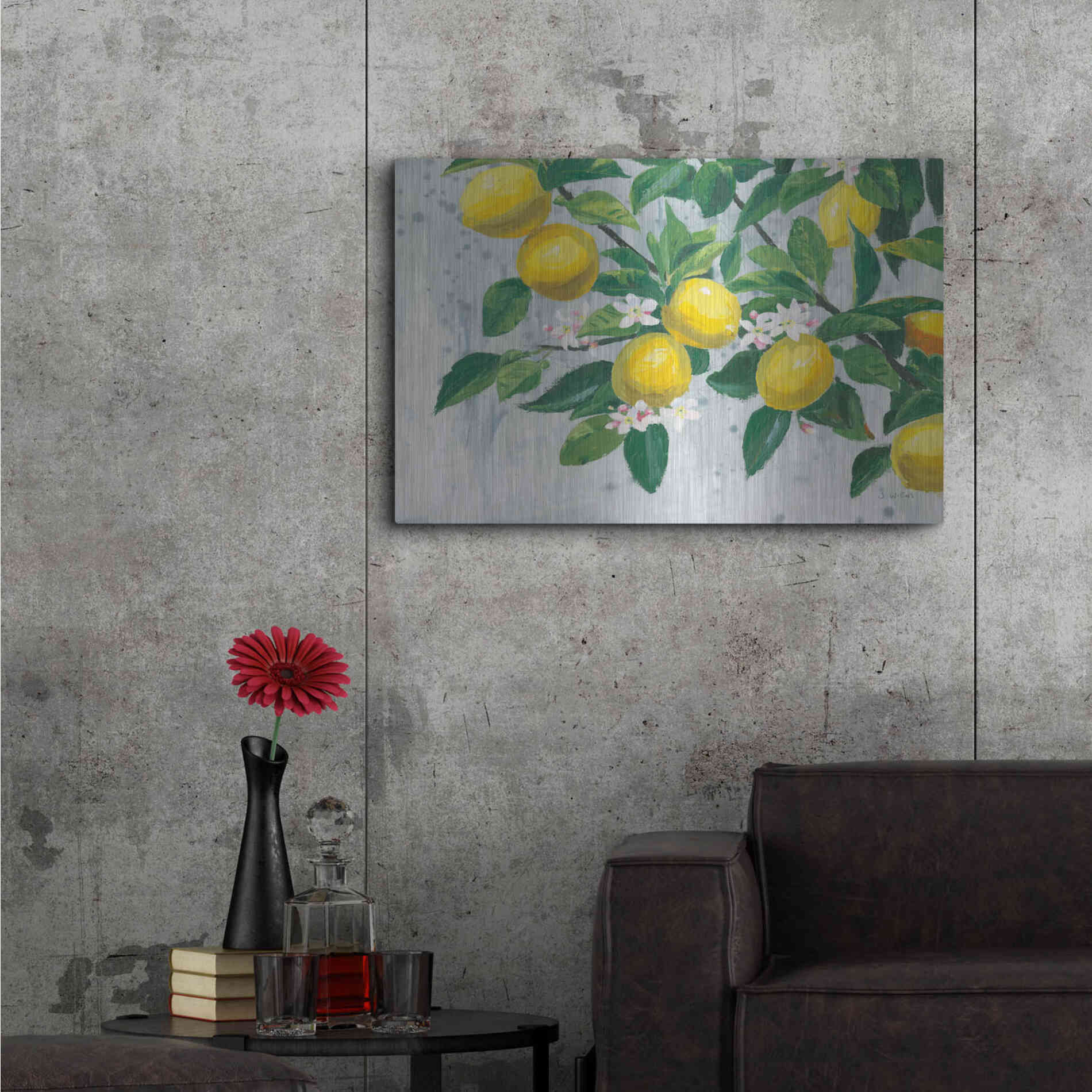 Luxe Metal Art 'Zesty Lemons' by James Wiens, Metal Wall Art,36x24