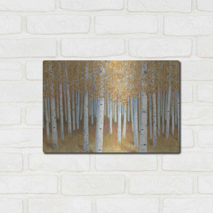 Luxe Metal Art 'Forest of Gold' by James Wiens, Metal Wall Art,16x12