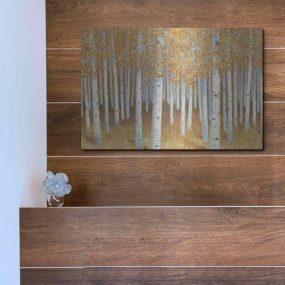 Luxe Metal Art 'Forest of Gold' by James Wiens, Metal Wall Art,16x12