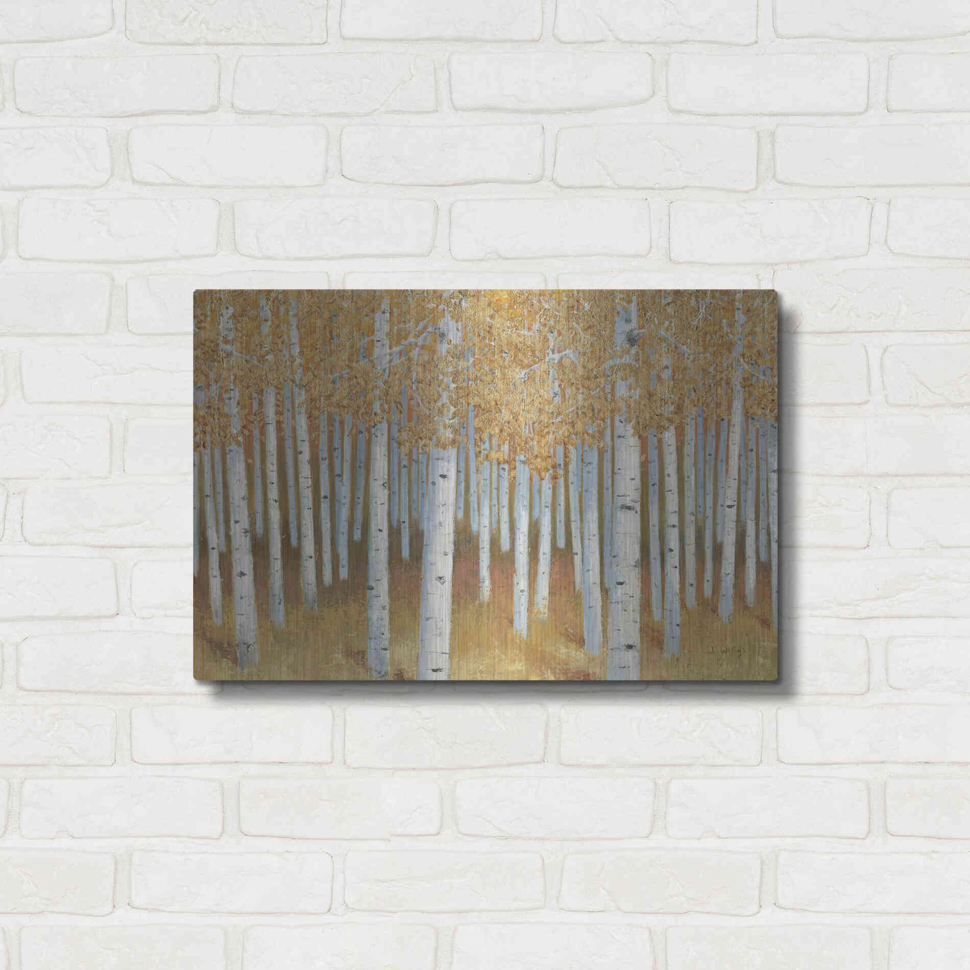 Luxe Metal Art 'Forest of Gold' by James Wiens, Metal Wall Art,24x16