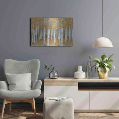 Luxe Metal Art 'Forest of Gold' by James Wiens, Metal Wall Art,24x16