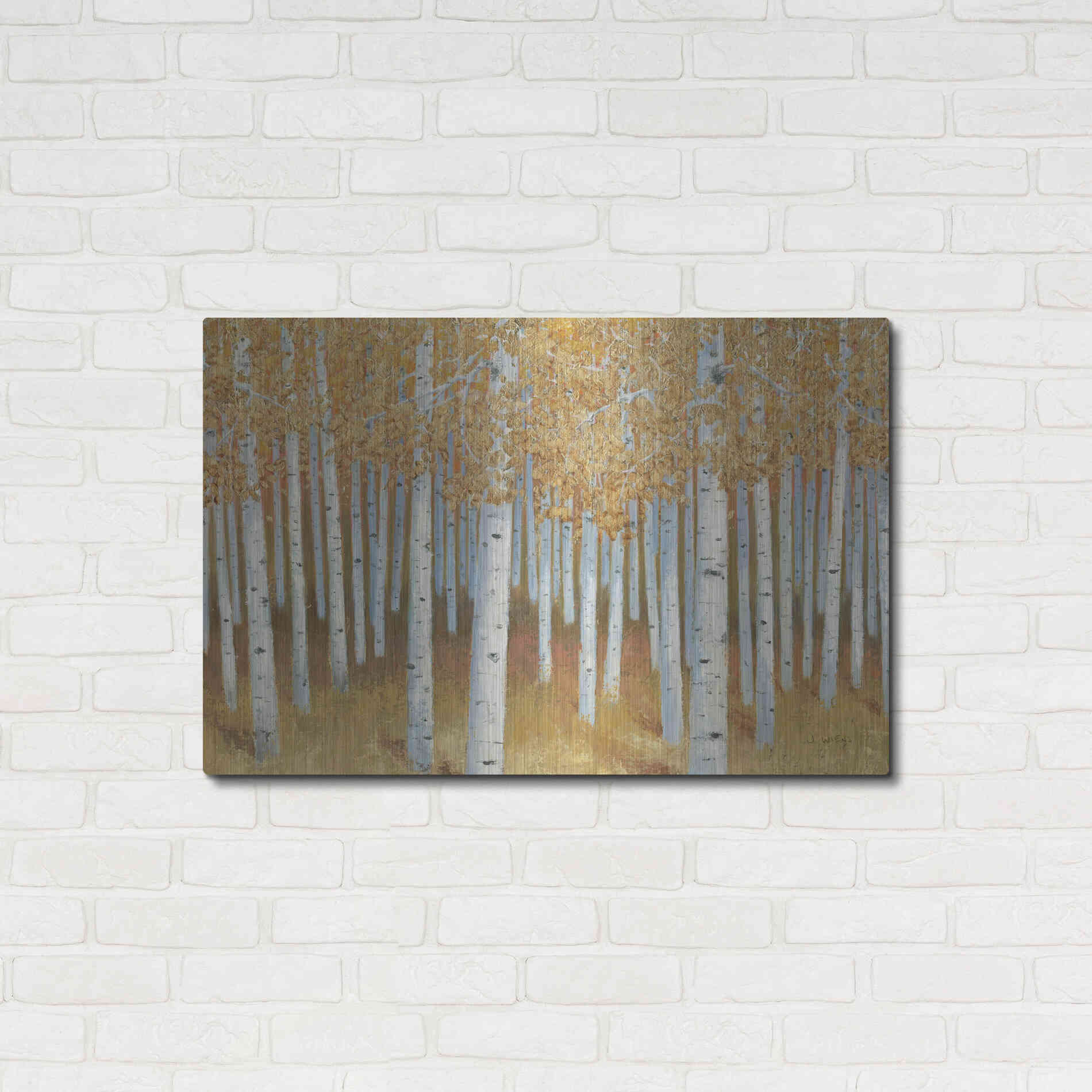 Luxe Metal Art 'Forest of Gold' by James Wiens, Metal Wall Art,36x24
