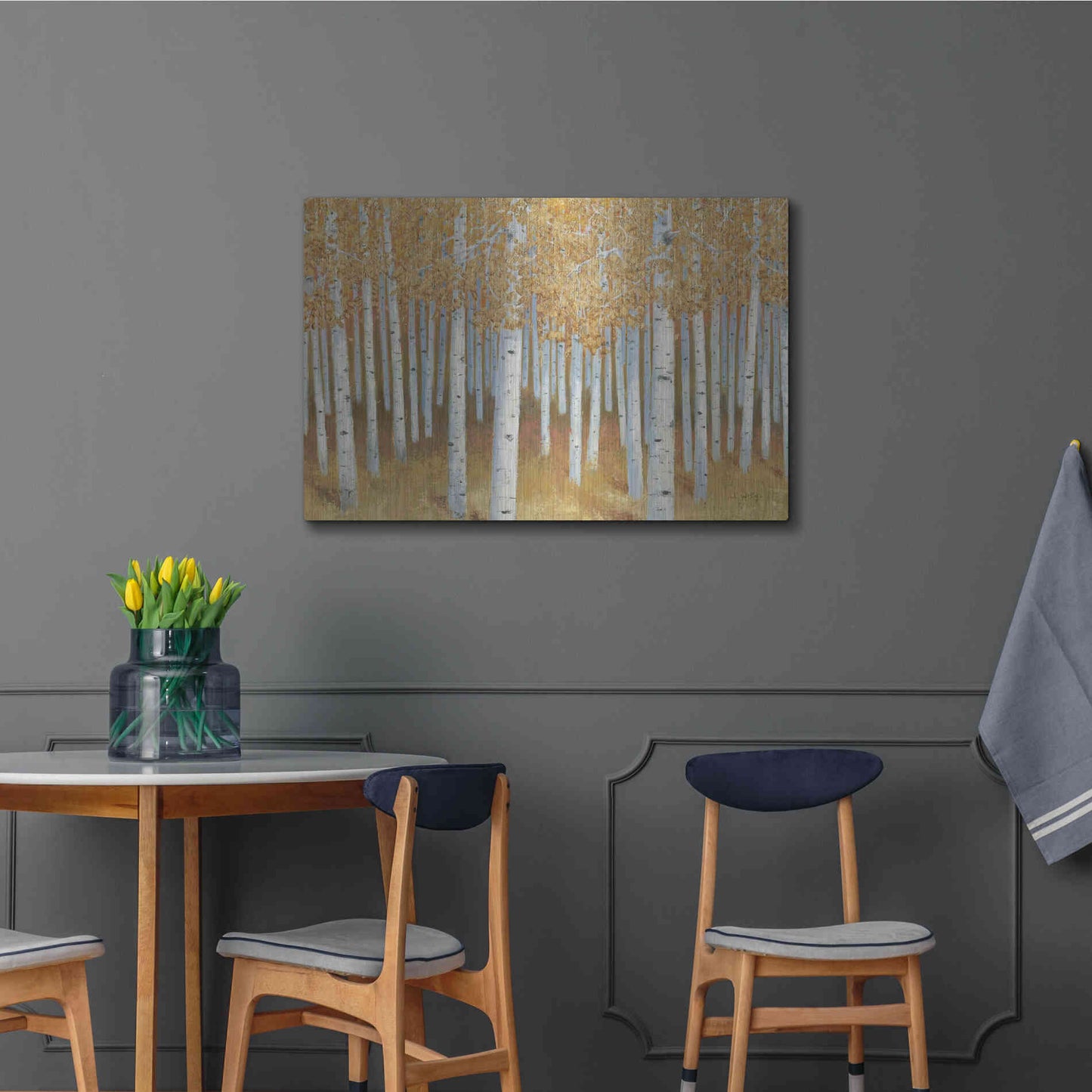 Luxe Metal Art 'Forest of Gold' by James Wiens, Metal Wall Art,36x24