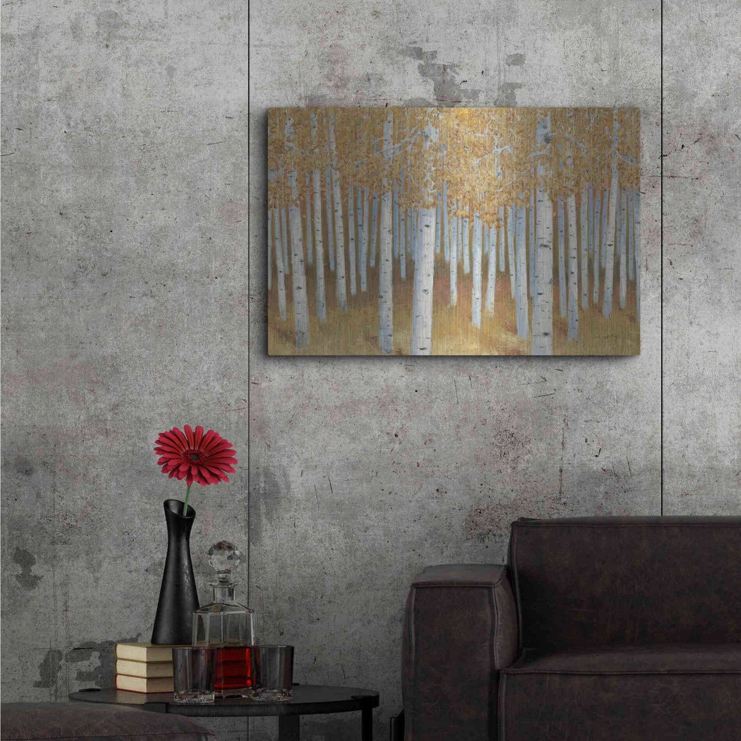 Luxe Metal Art 'Forest of Gold' by James Wiens, Metal Wall Art,36x24