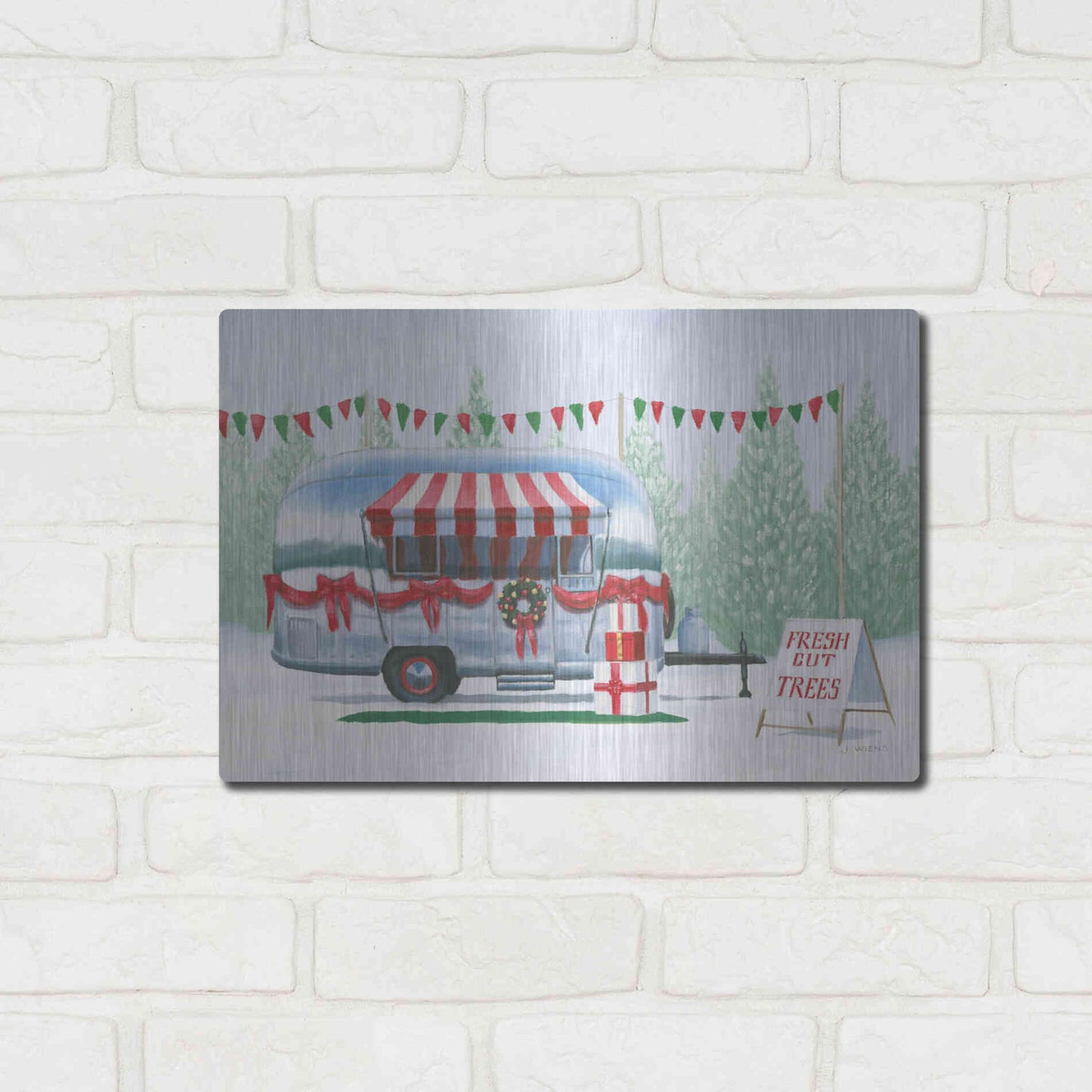 Luxe Metal Art 'Christmas Farm IV' by James Wiens, Metal Wall Art,16x12