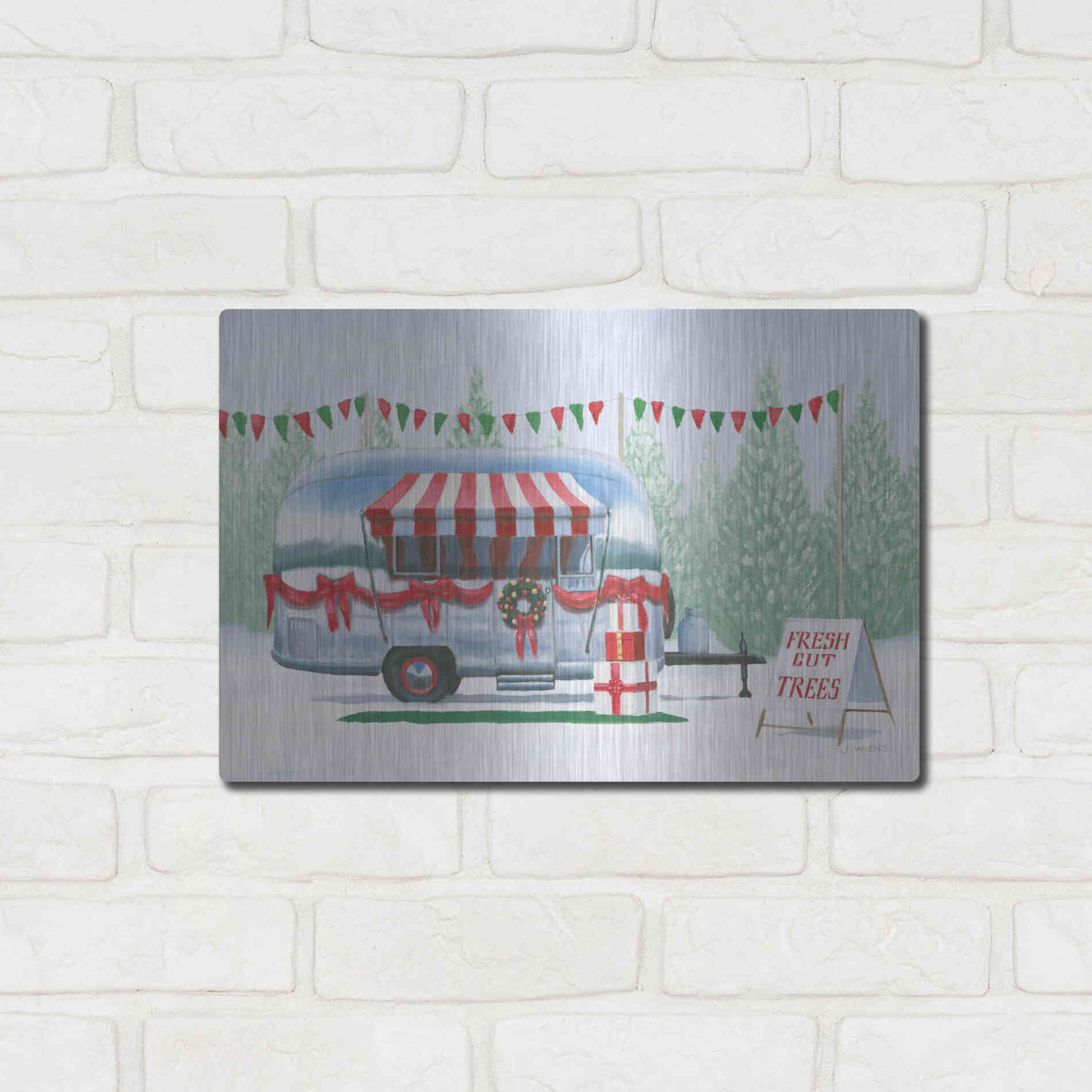 Luxe Metal Art 'Christmas Farm IV' by James Wiens, Metal Wall Art,16x12