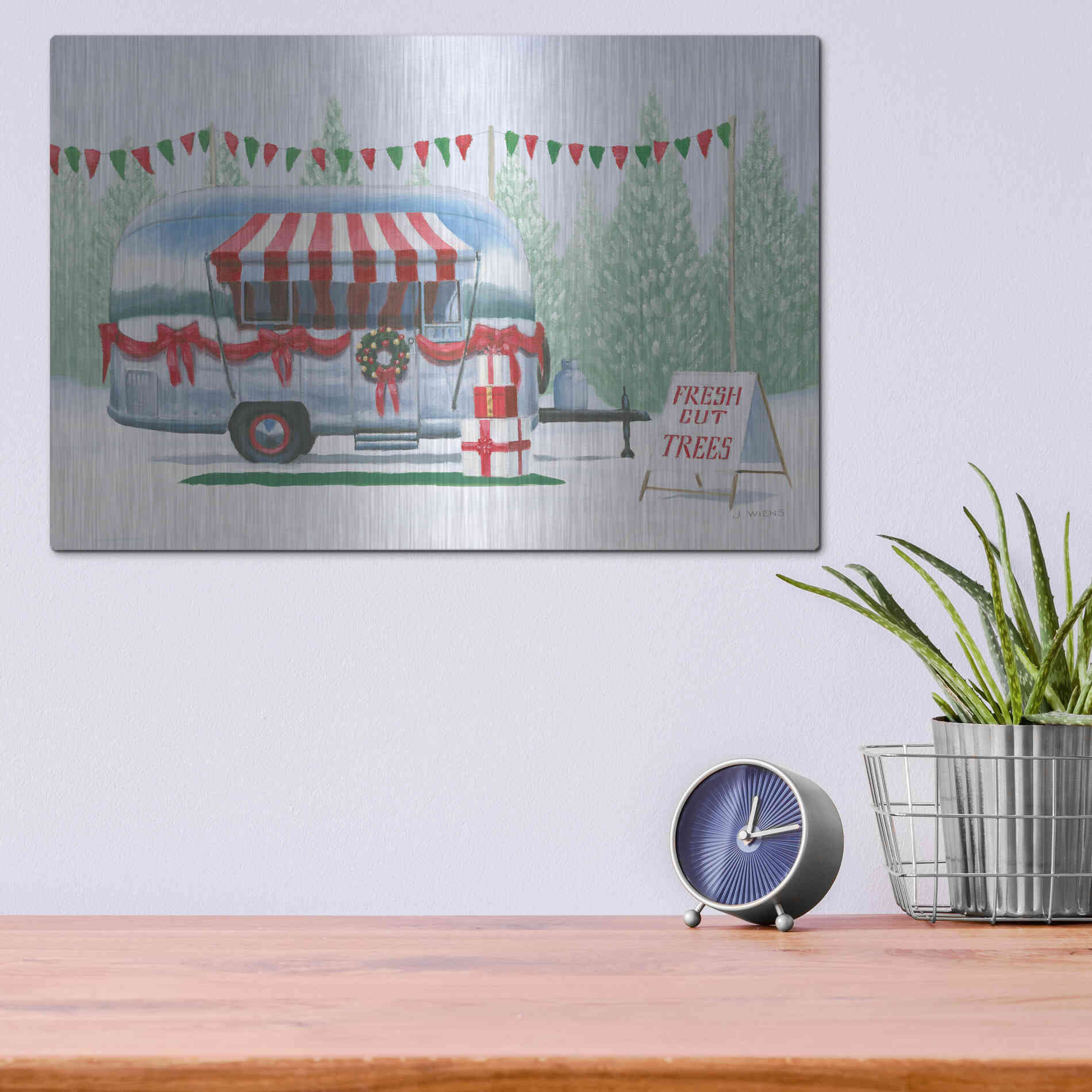 Luxe Metal Art 'Christmas Farm IV' by James Wiens, Metal Wall Art,16x12