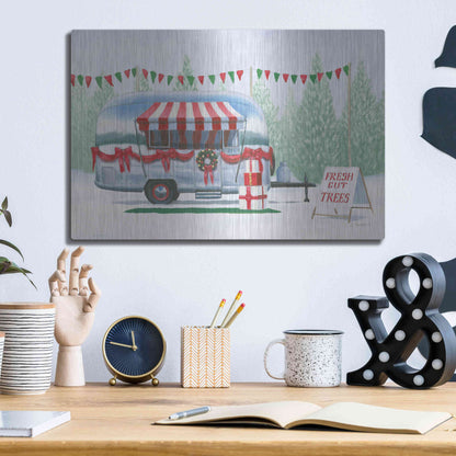 Luxe Metal Art 'Christmas Farm IV' by James Wiens, Metal Wall Art,16x12