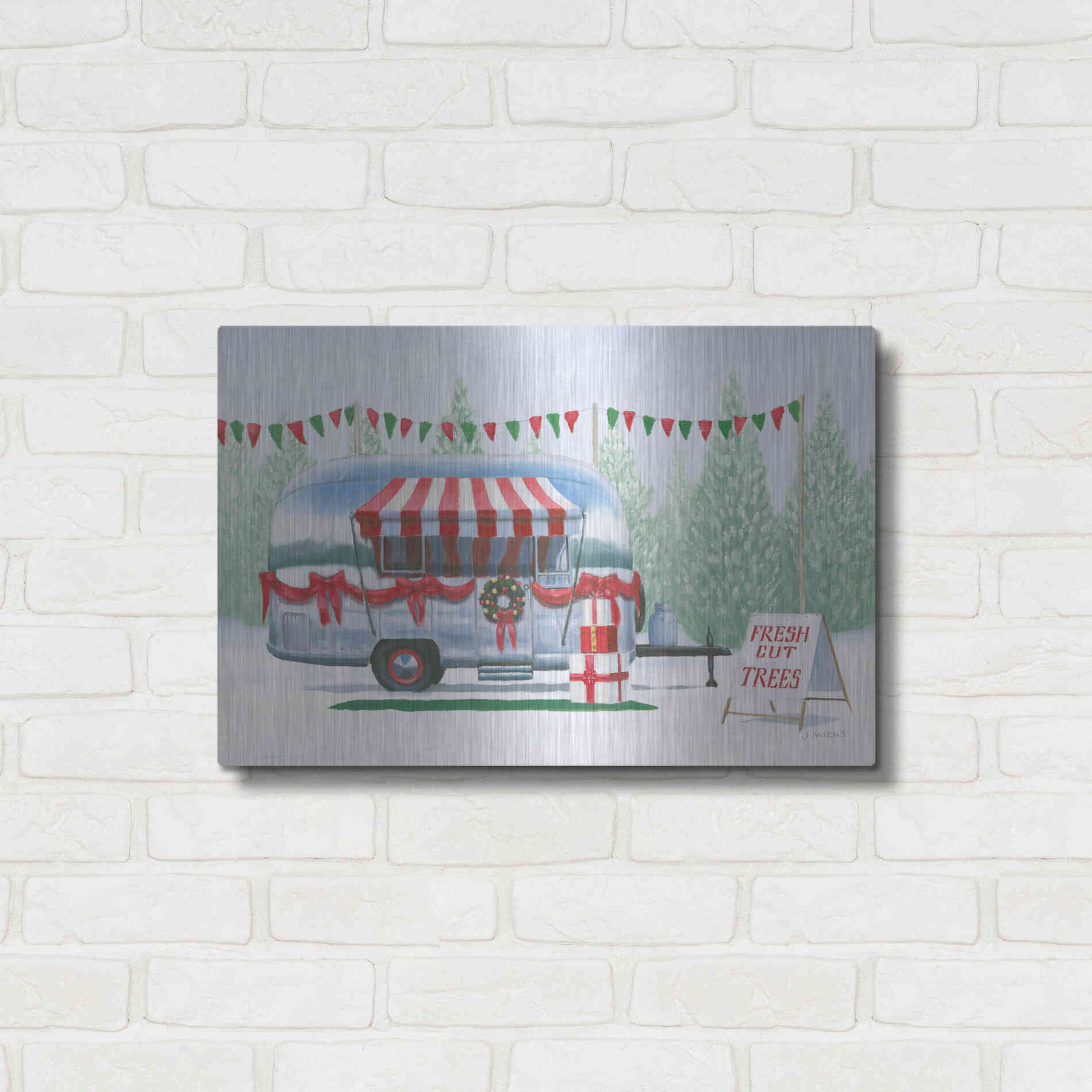 Luxe Metal Art 'Christmas Farm IV' by James Wiens, Metal Wall Art,24x16