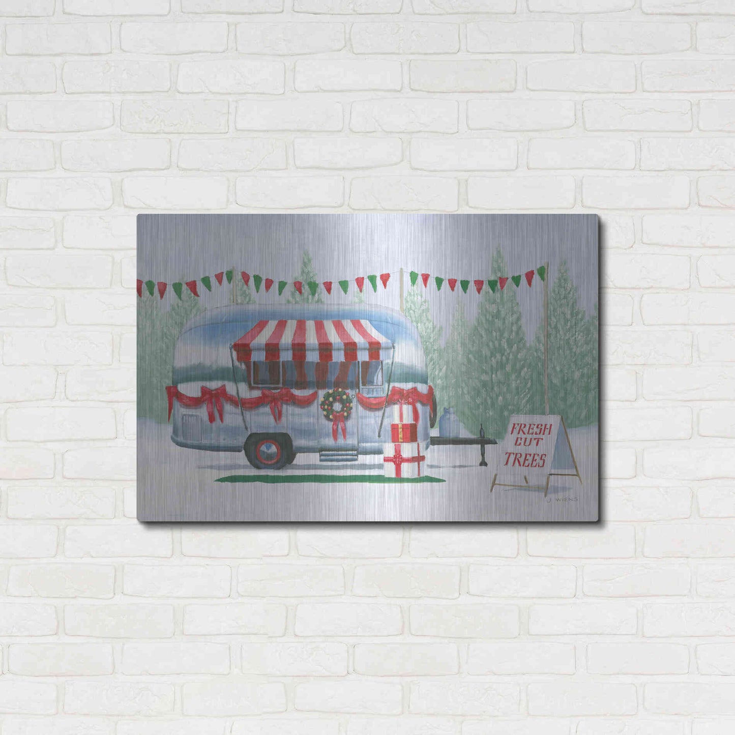 Luxe Metal Art 'Christmas Farm IV' by James Wiens, Metal Wall Art,36x24