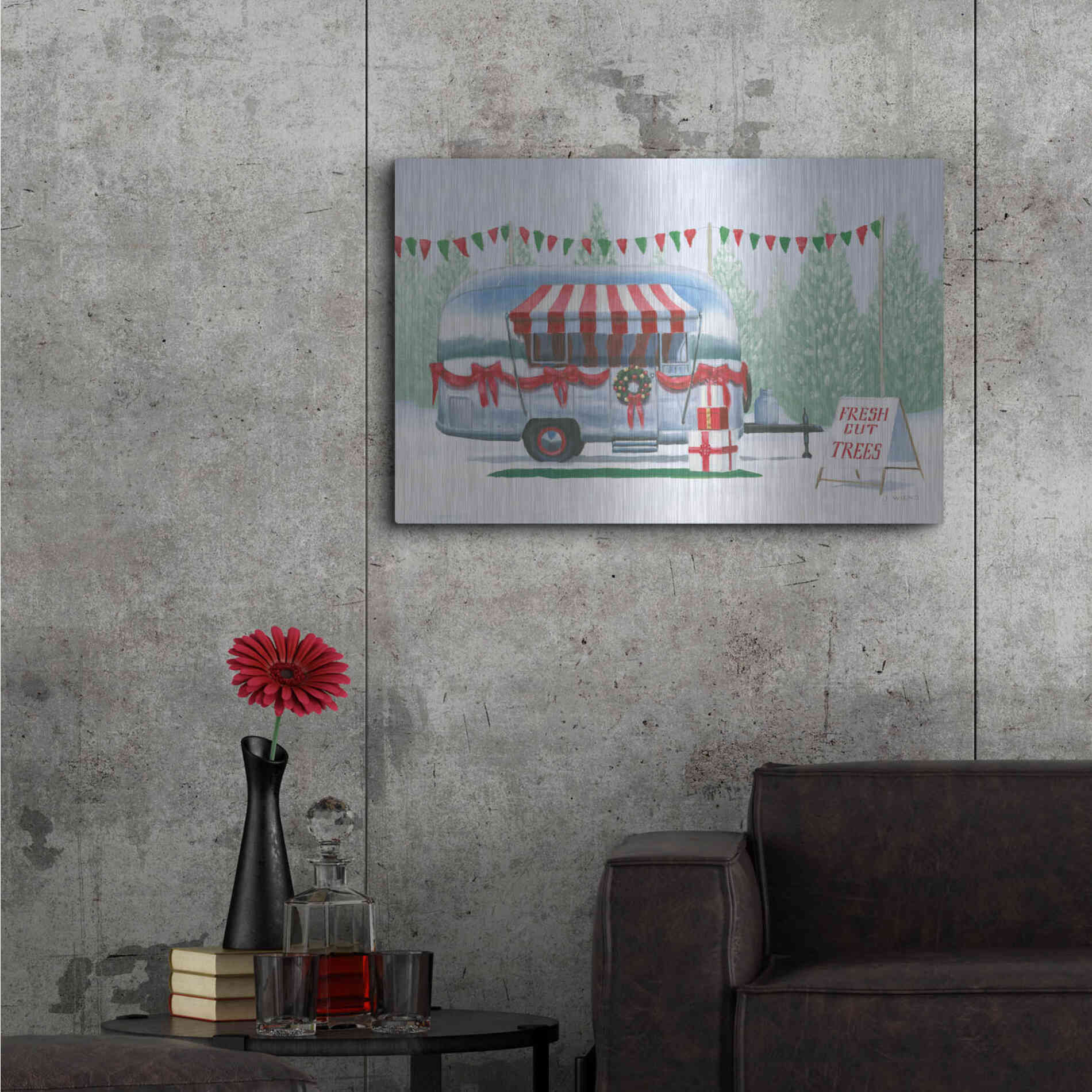 Luxe Metal Art 'Christmas Farm IV' by James Wiens, Metal Wall Art,36x24