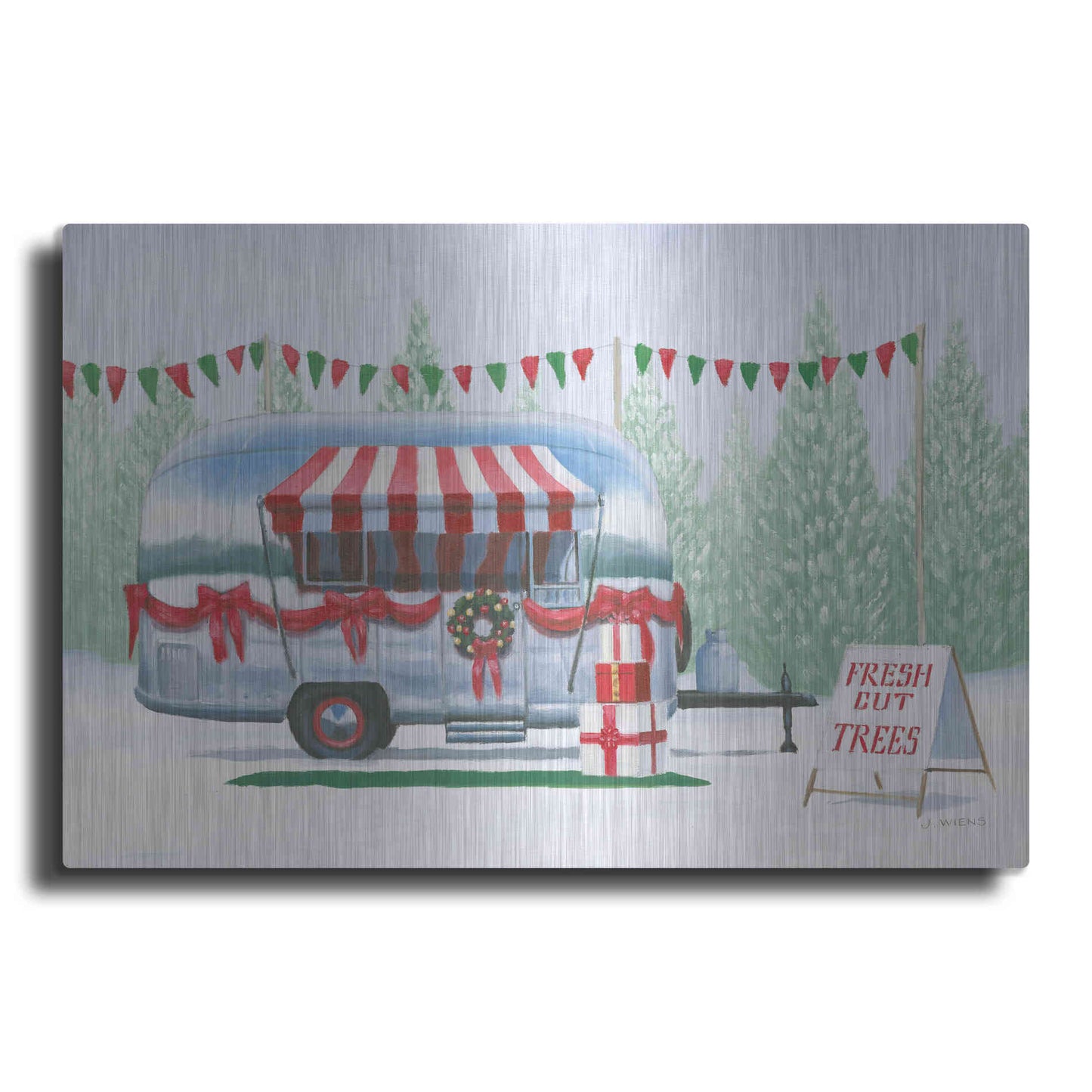 Luxe Metal Art 'Christmas Farm IV' by James Wiens, Metal Wall Art