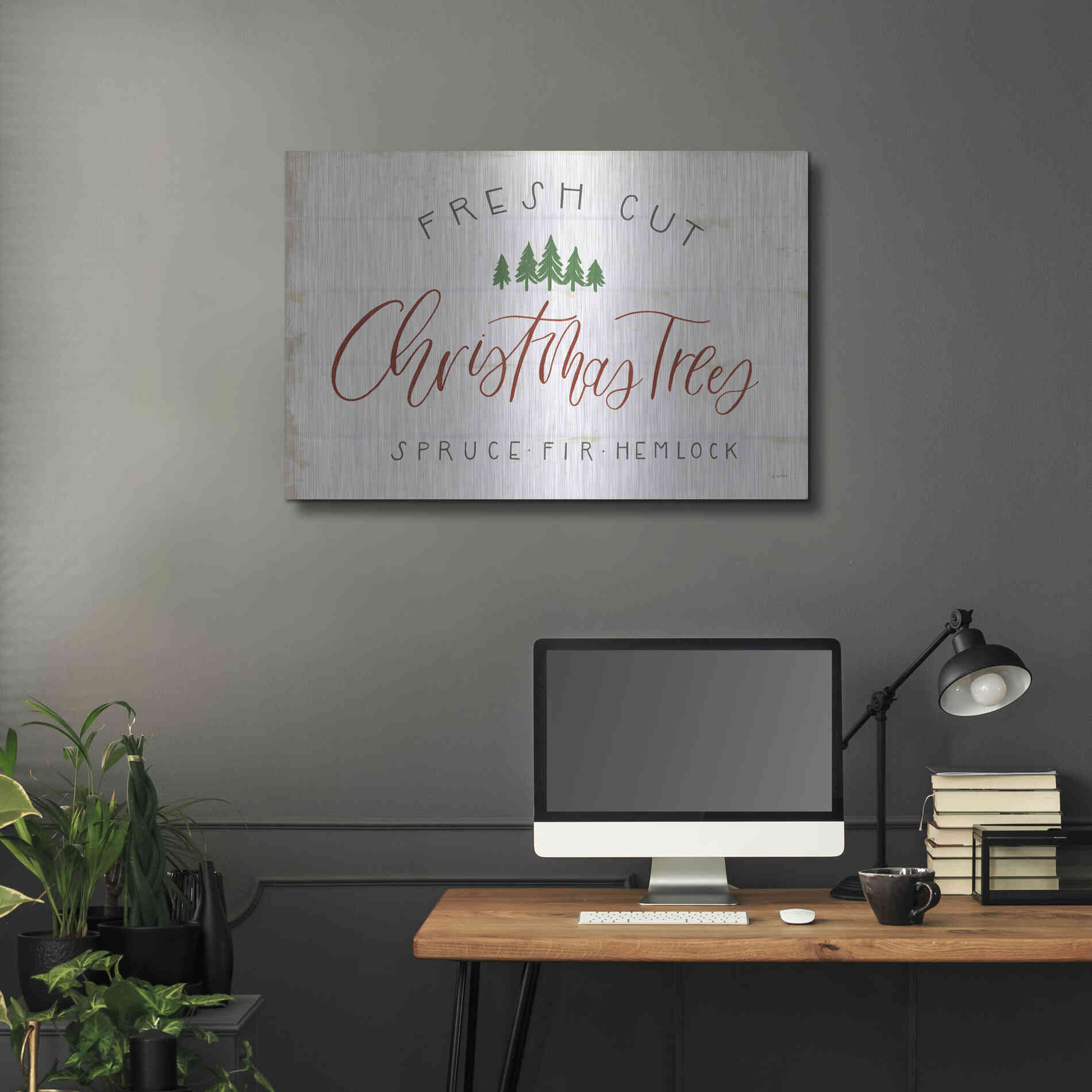Luxe Metal Art 'Christmas Farm V' by James Wiens, Metal Wall Art,36x24