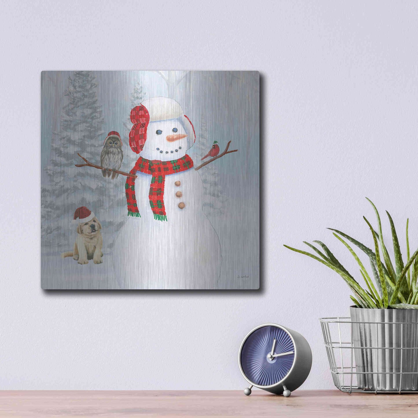 Luxe Metal Art 'Dressed for Christmas II Crop' by James Wiens, Metal Wall Art,12x12