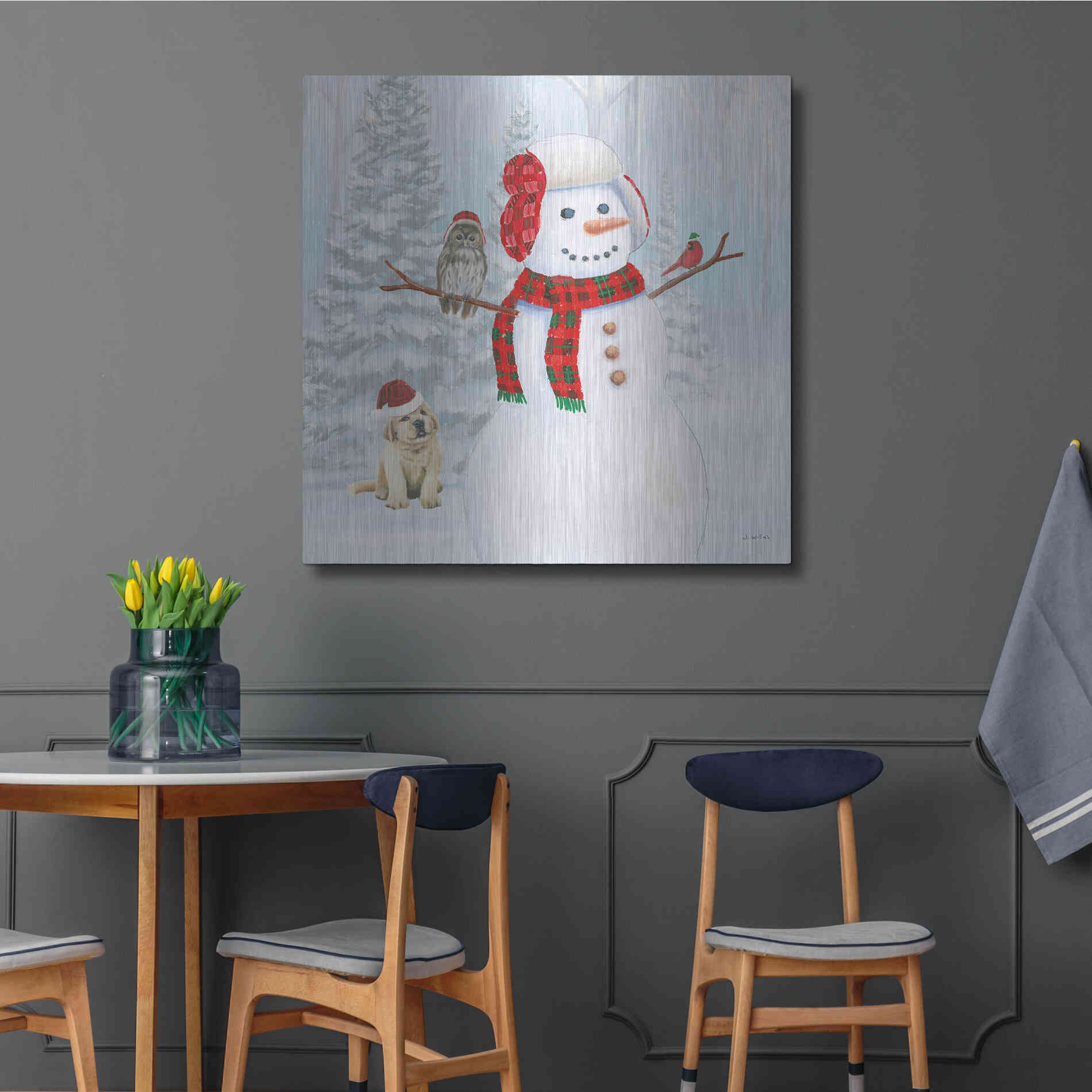 Luxe Metal Art 'Dressed for Christmas II Crop' by James Wiens, Metal Wall Art,36x36