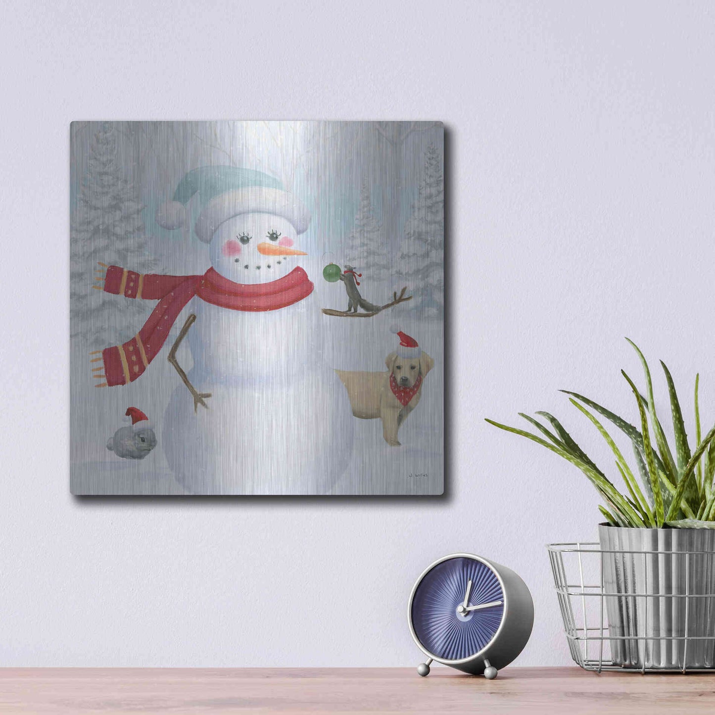 Luxe Metal Art 'Dressed for Christmas III Crop' by James Wiens, Metal Wall Art,12x12