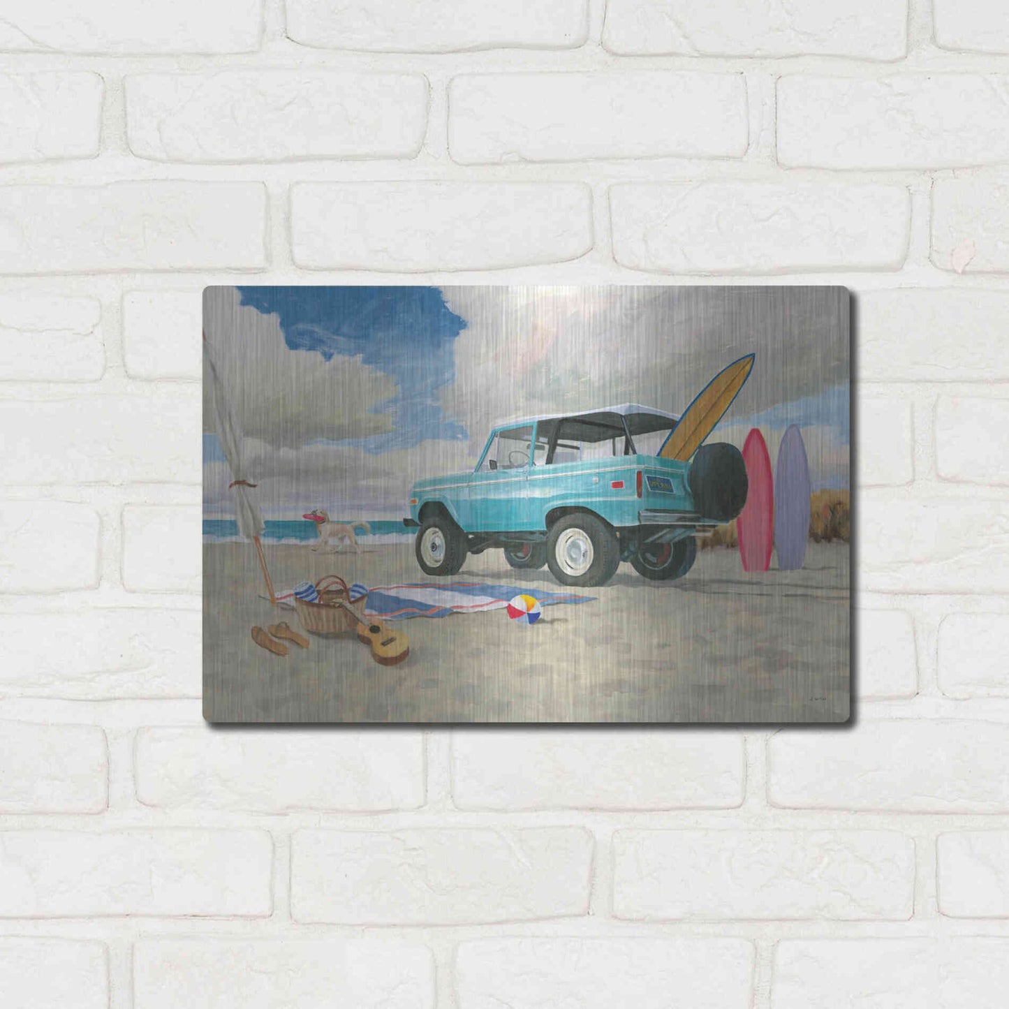 Luxe Metal Art 'Beach Ride I' by James Wiens, Metal Wall Art,16x12