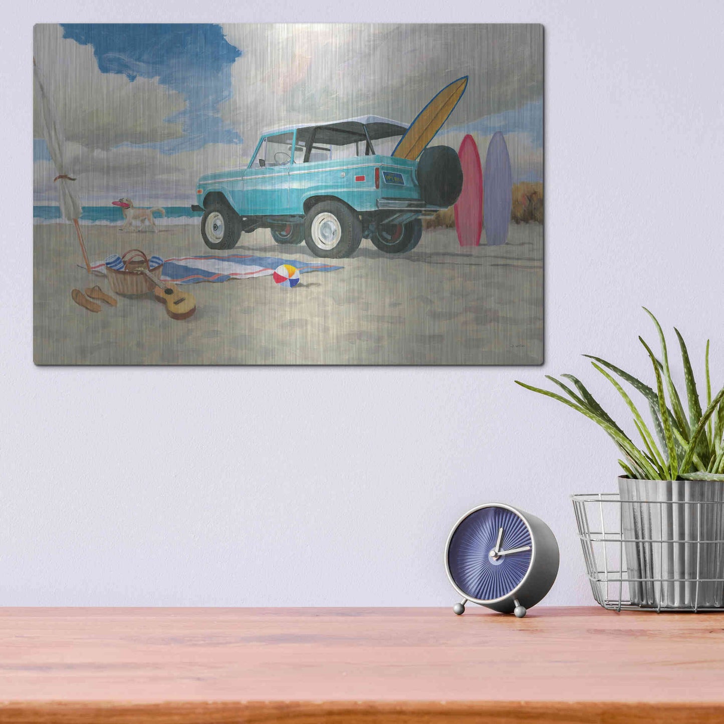 Luxe Metal Art 'Beach Ride I' by James Wiens, Metal Wall Art,16x12