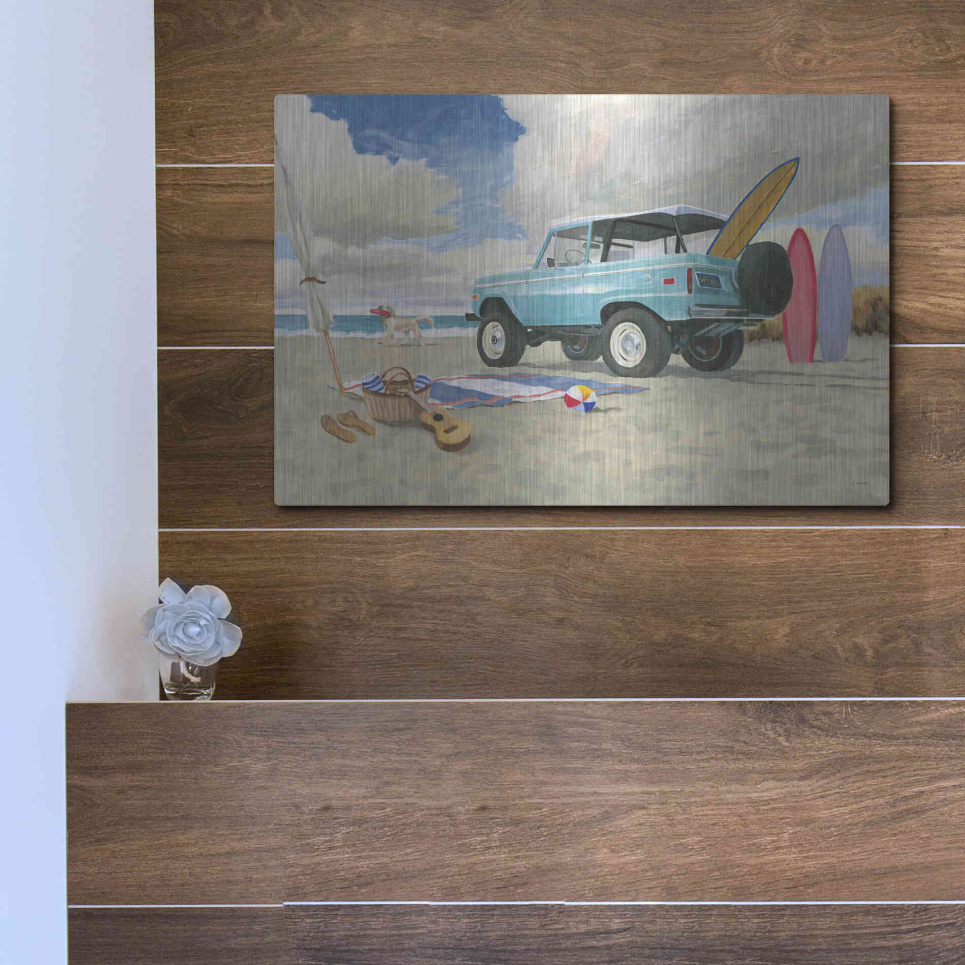 Luxe Metal Art 'Beach Ride I' by James Wiens, Metal Wall Art,16x12