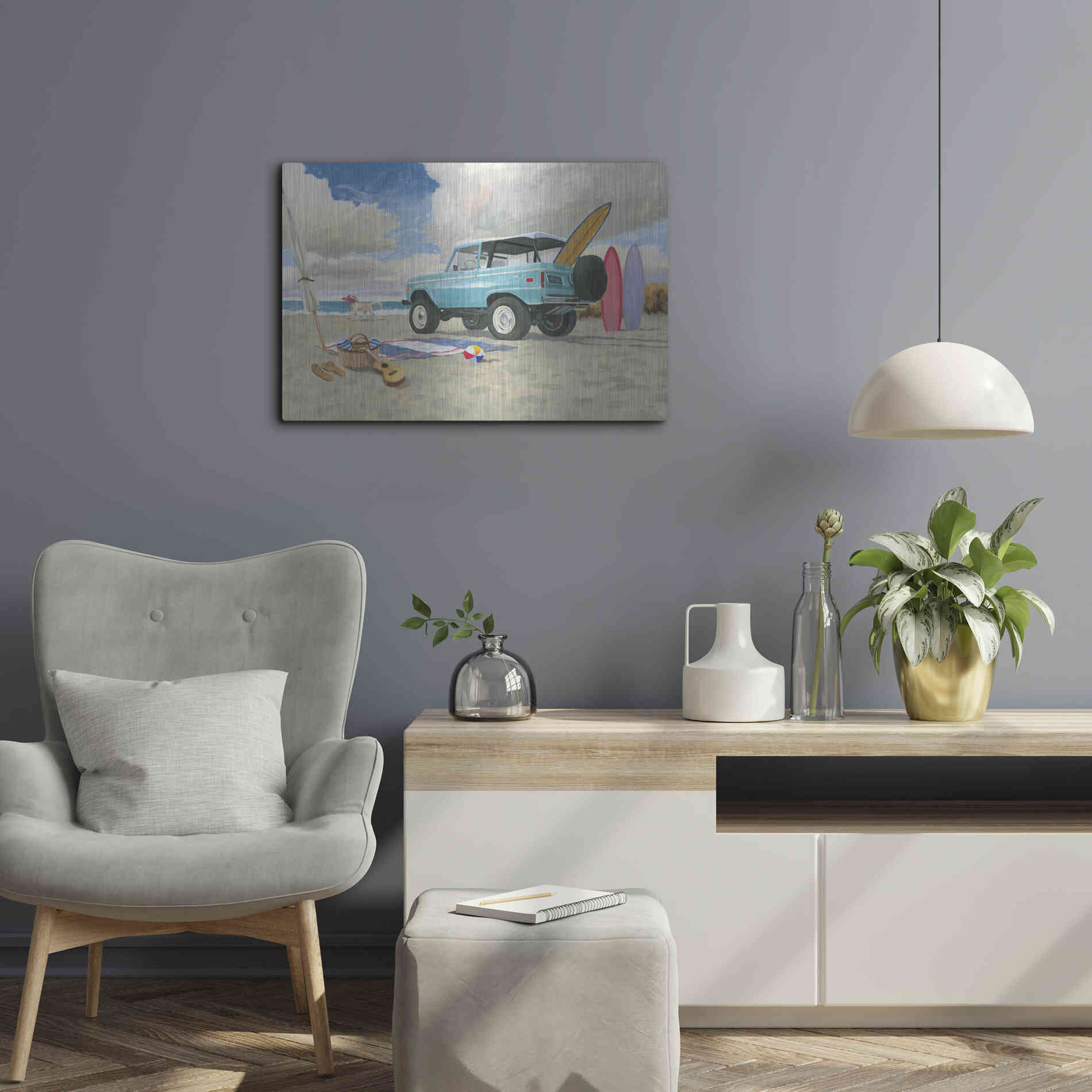 Luxe Metal Art 'Beach Ride I' by James Wiens, Metal Wall Art,24x16