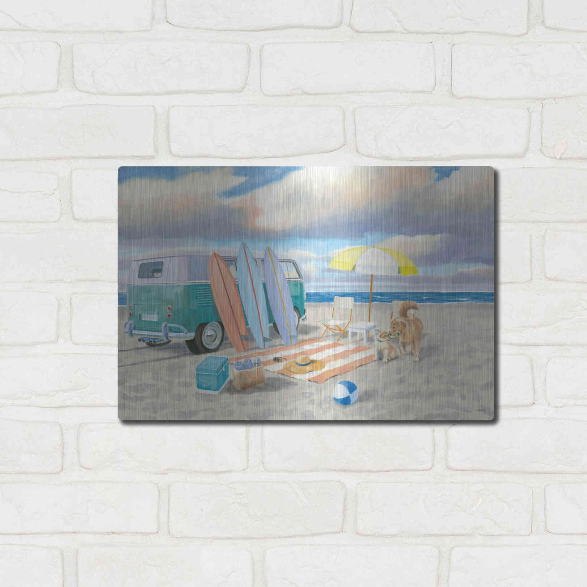 Luxe Metal Art 'Beach Ride II' by James Wiens, Metal Wall Art,16x12