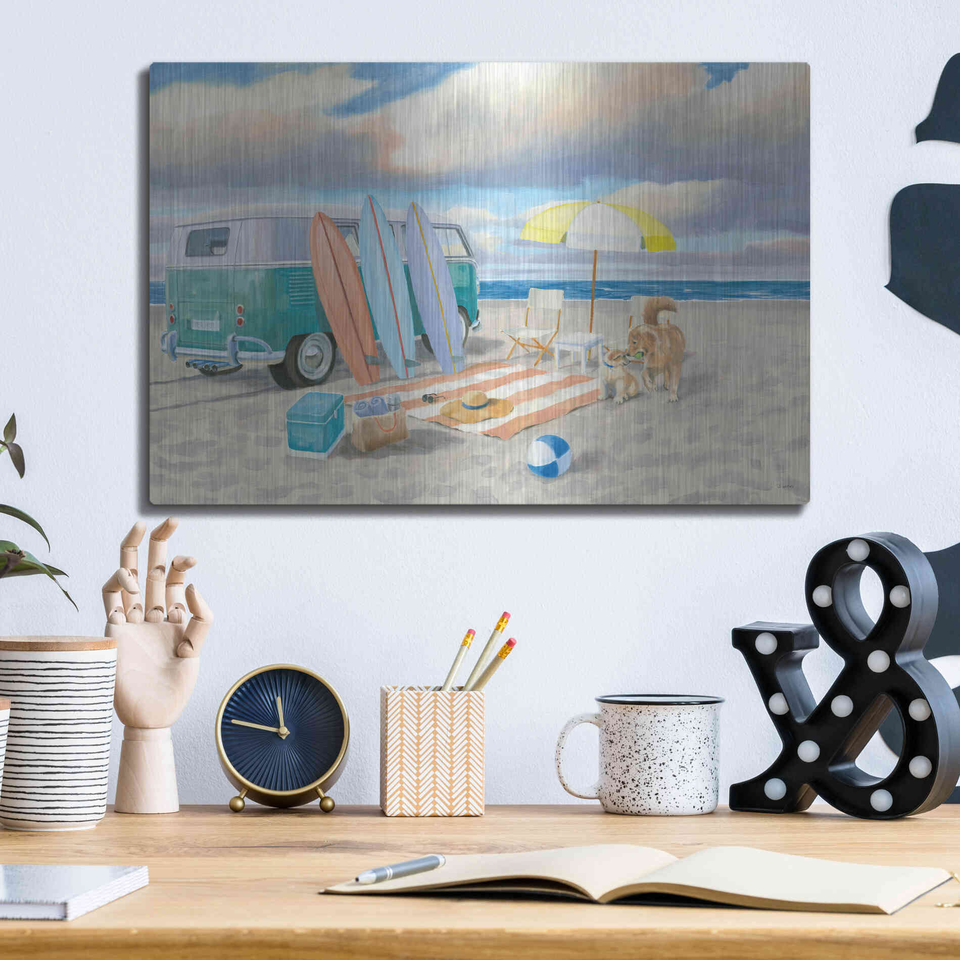 Luxe Metal Art 'Beach Ride II' by James Wiens, Metal Wall Art,16x12