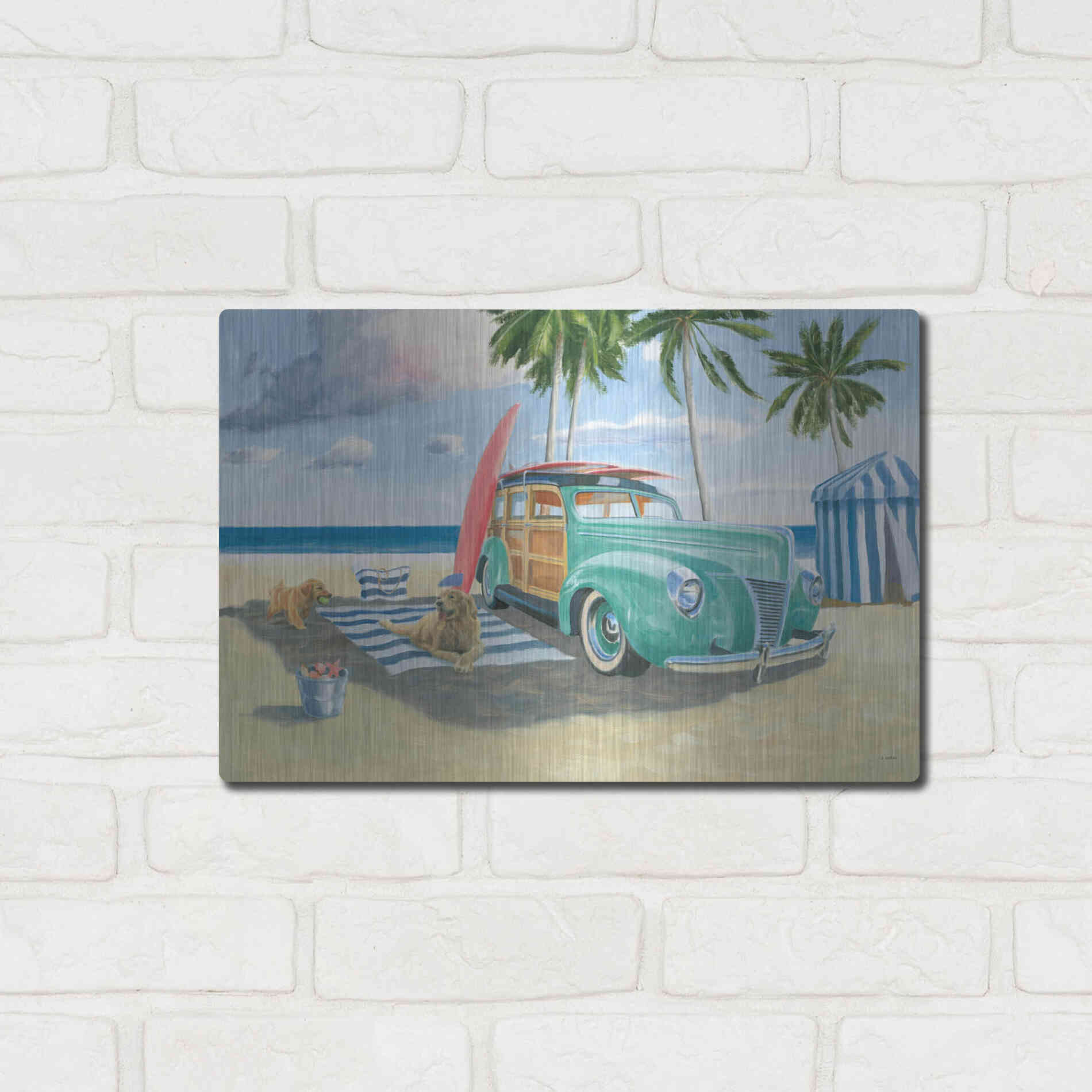 Luxe Metal Art 'Beach Ride III' by James Wiens, Metal Wall Art,16x12