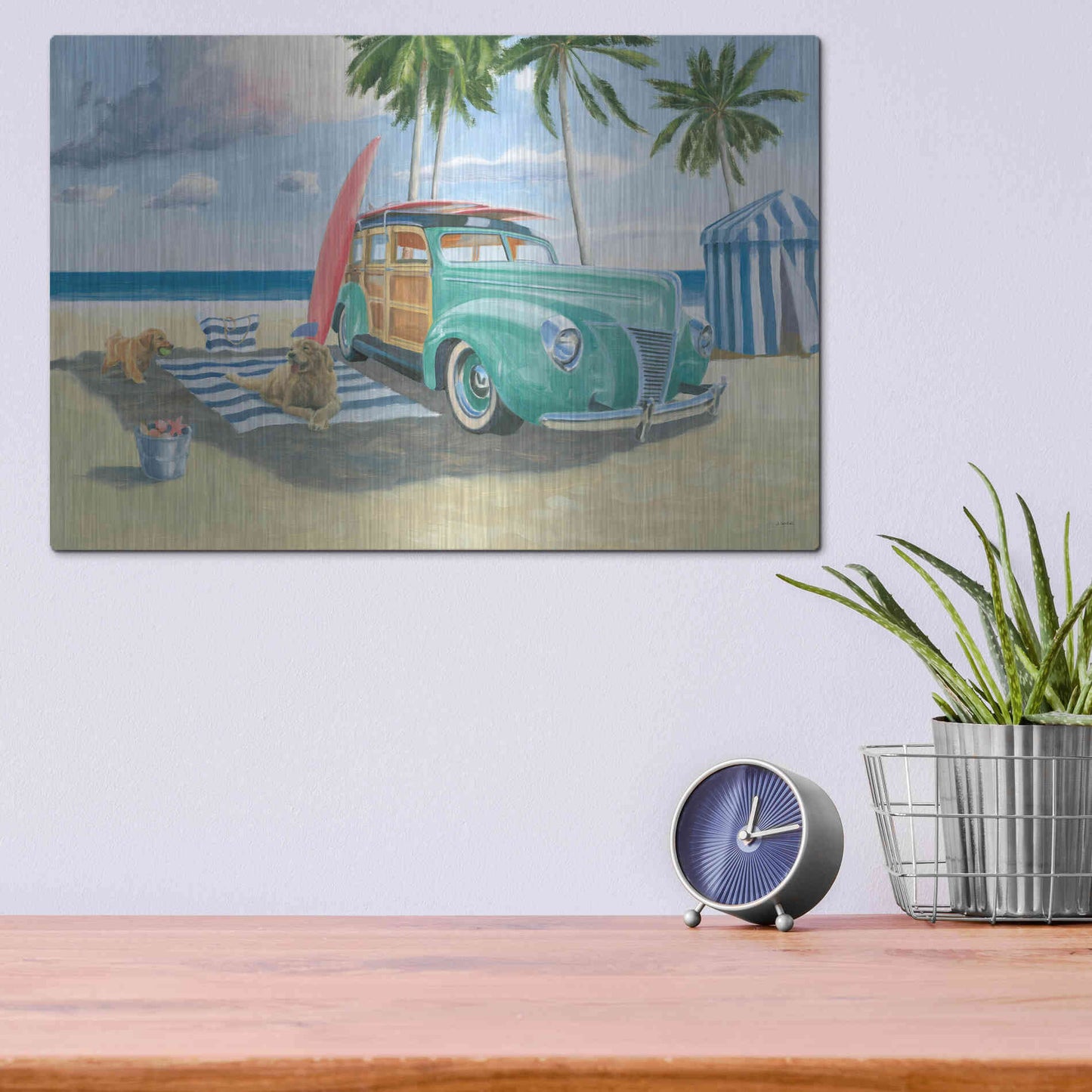 Luxe Metal Art 'Beach Ride III' by James Wiens, Metal Wall Art,16x12