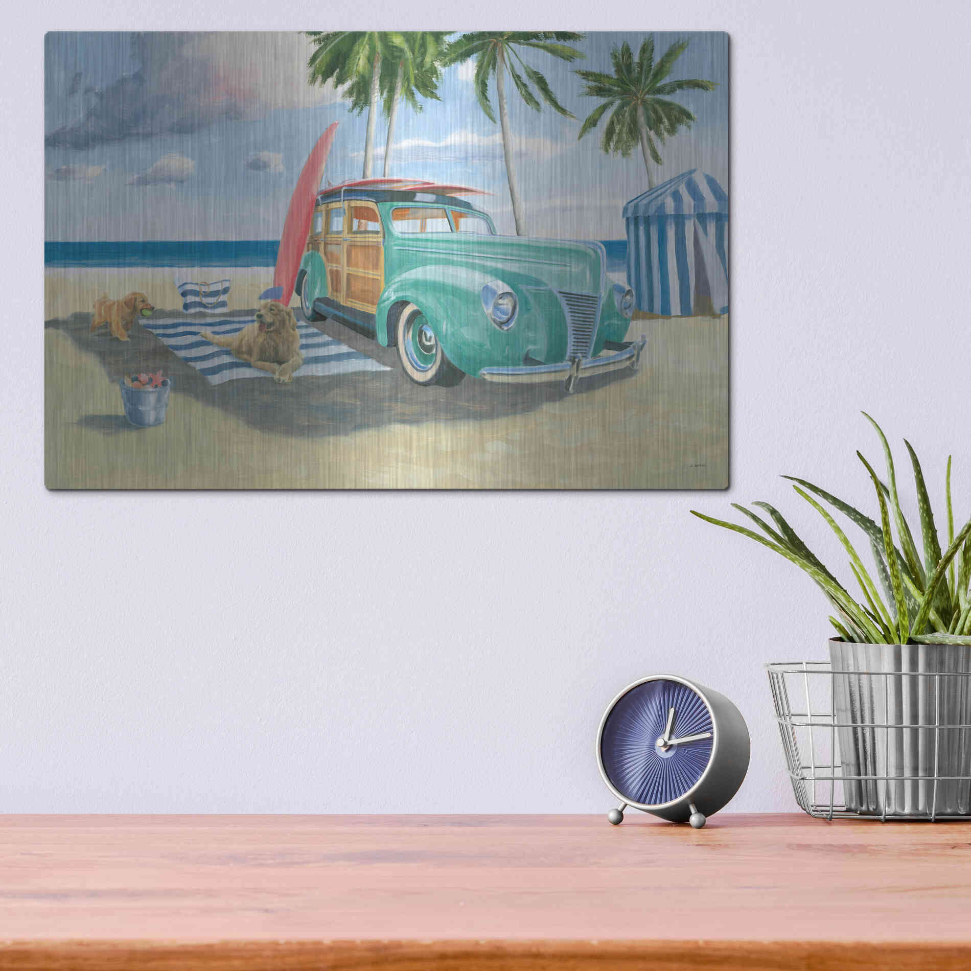 Luxe Metal Art 'Beach Ride III' by James Wiens, Metal Wall Art,16x12