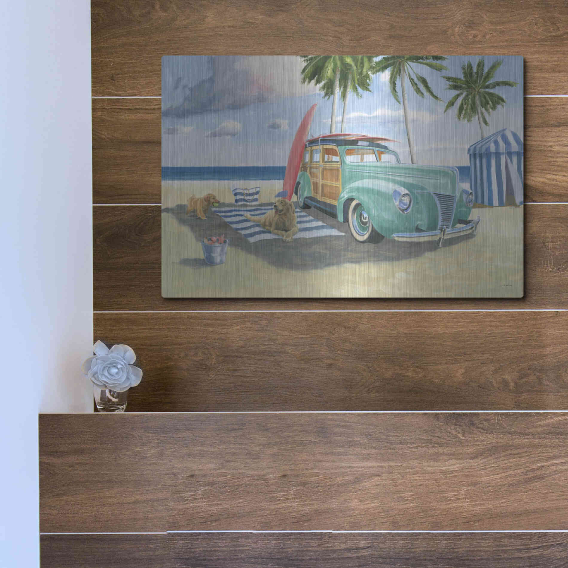 Luxe Metal Art 'Beach Ride III' by James Wiens, Metal Wall Art,16x12