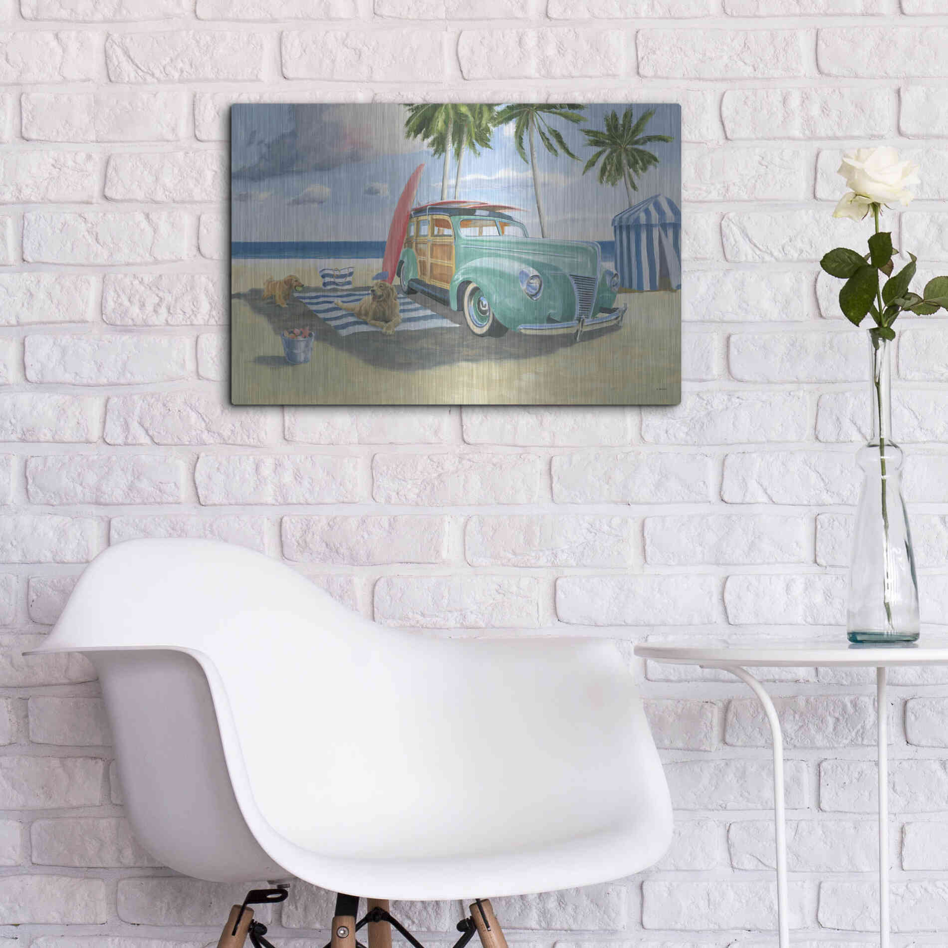 Luxe Metal Art 'Beach Ride III' by James Wiens, Metal Wall Art,24x16