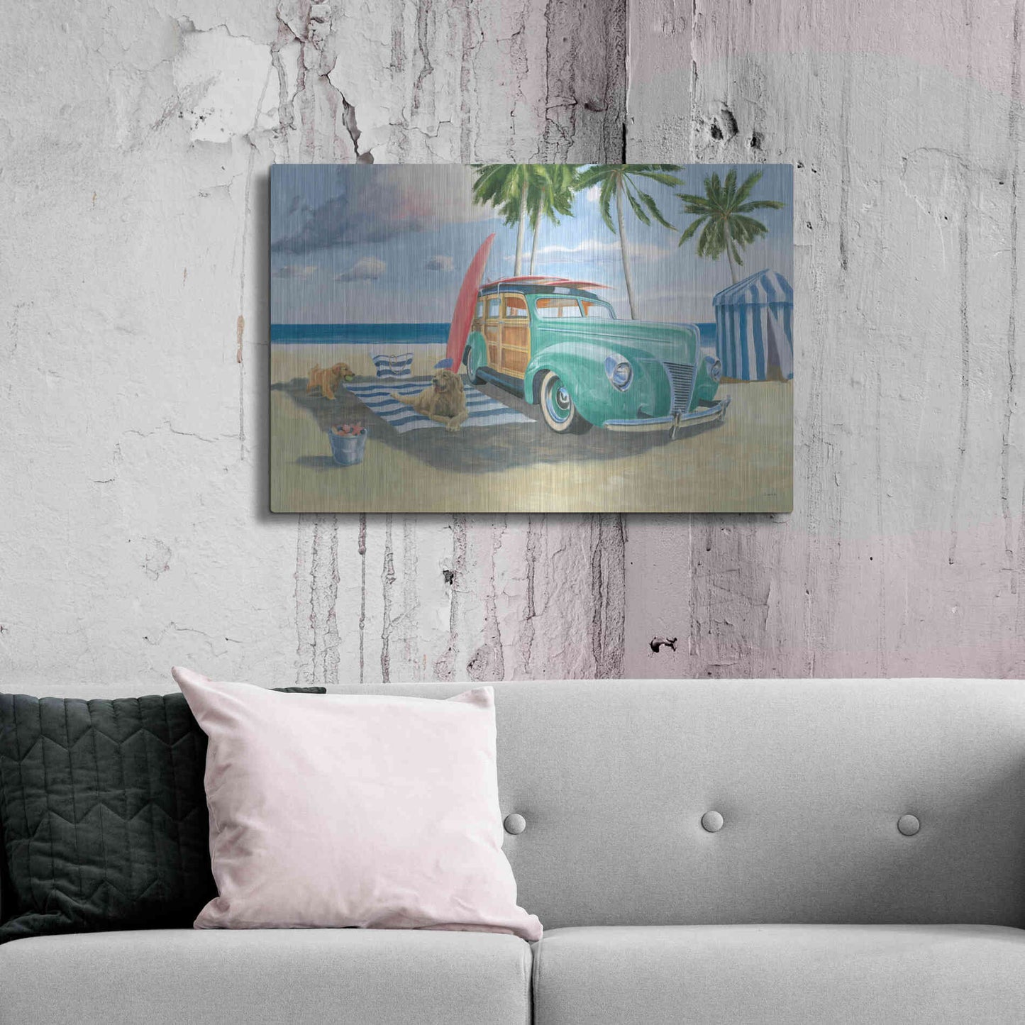 Luxe Metal Art 'Beach Ride III' by James Wiens, Metal Wall Art,36x24
