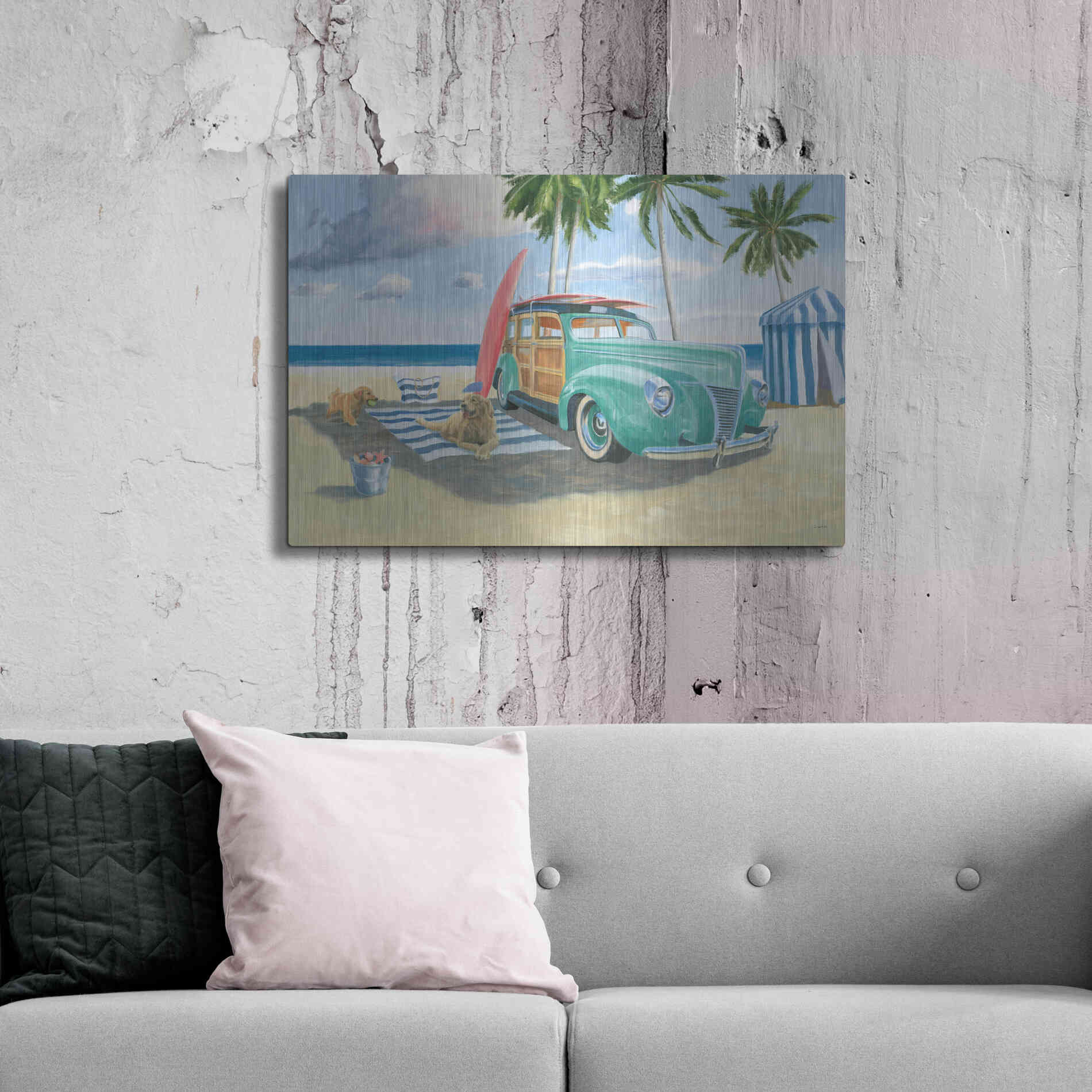 Luxe Metal Art 'Beach Ride III' by James Wiens, Metal Wall Art,36x24