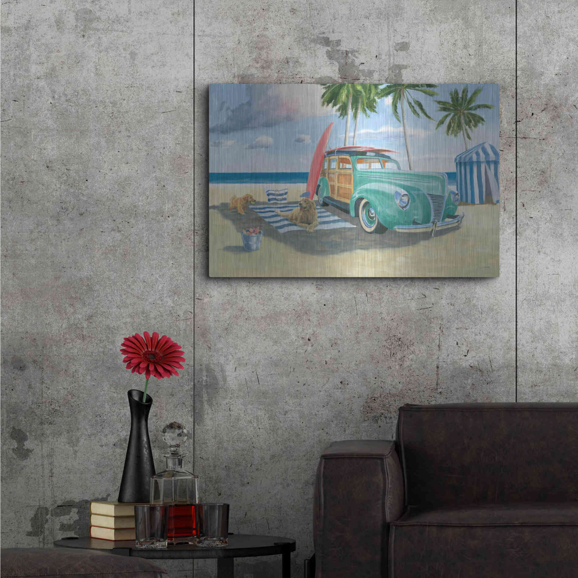 Luxe Metal Art 'Beach Ride III' by James Wiens, Metal Wall Art,36x24