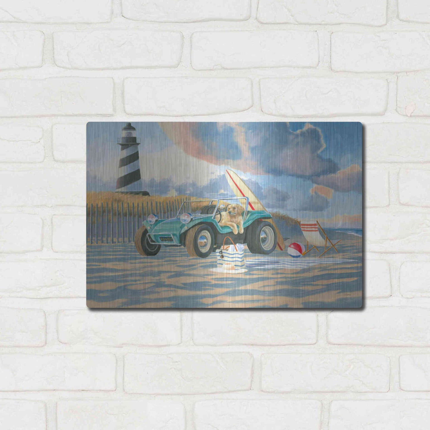 Luxe Metal Art 'Beach Ride IV' by James Wiens, Metal Wall Art,16x12