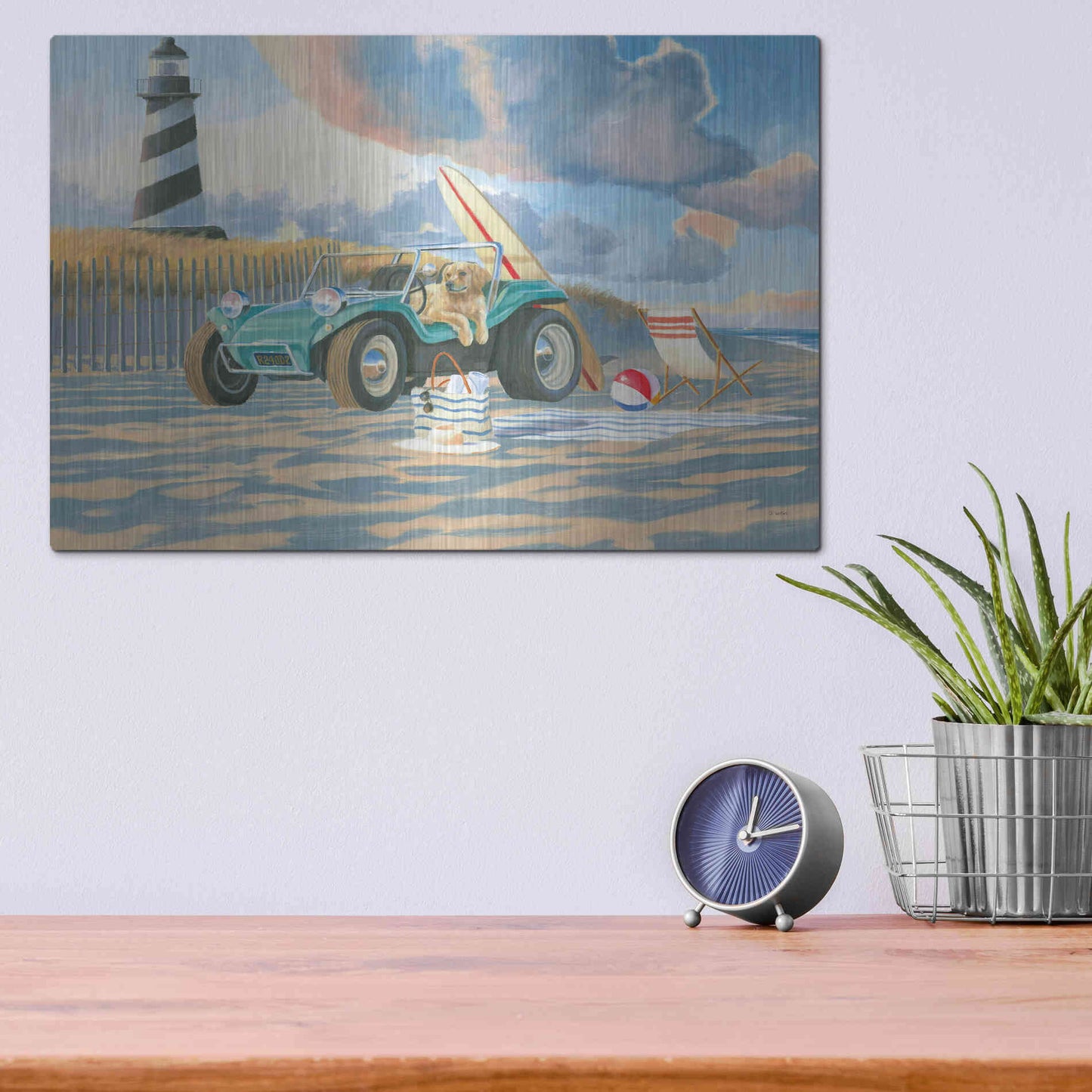 Luxe Metal Art 'Beach Ride IV' by James Wiens, Metal Wall Art,16x12