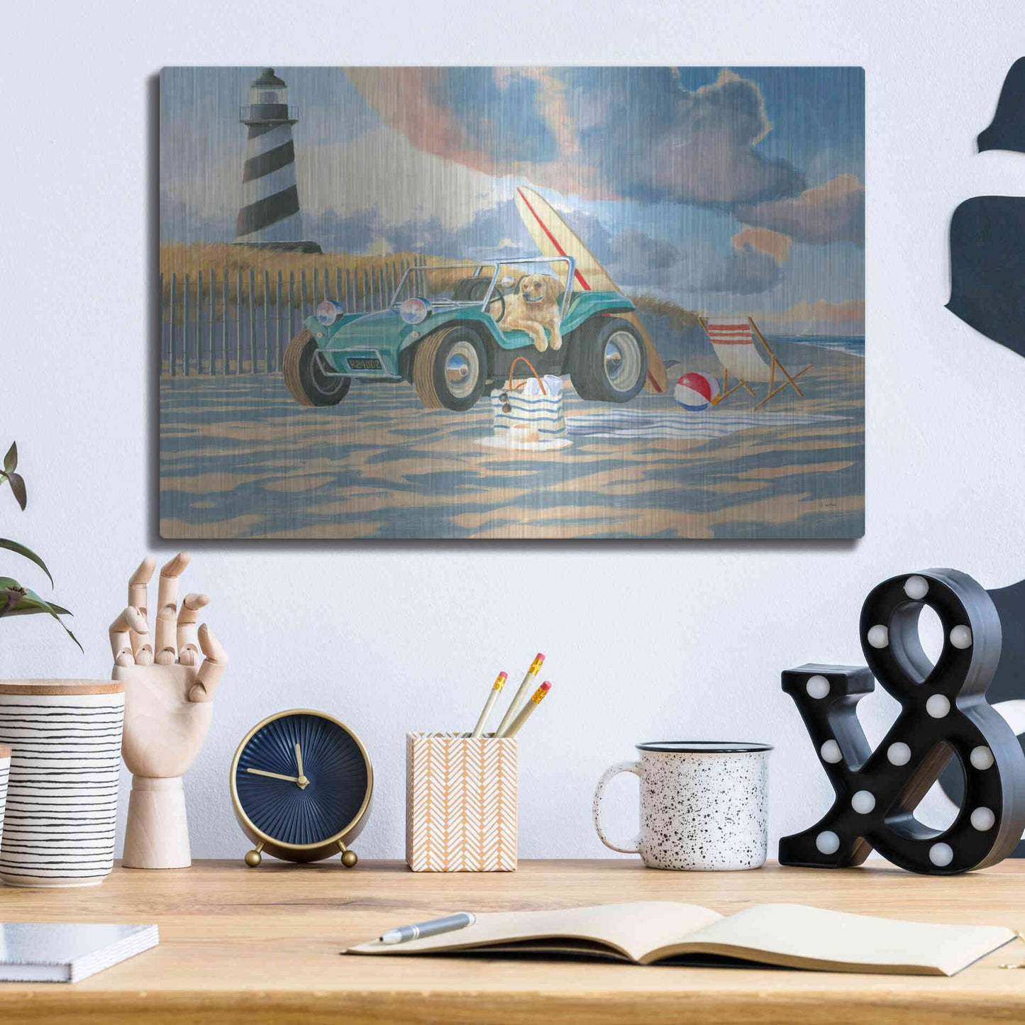 Luxe Metal Art 'Beach Ride IV' by James Wiens, Metal Wall Art,16x12