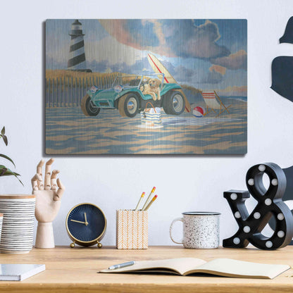 Luxe Metal Art 'Beach Ride IV' by James Wiens, Metal Wall Art,16x12