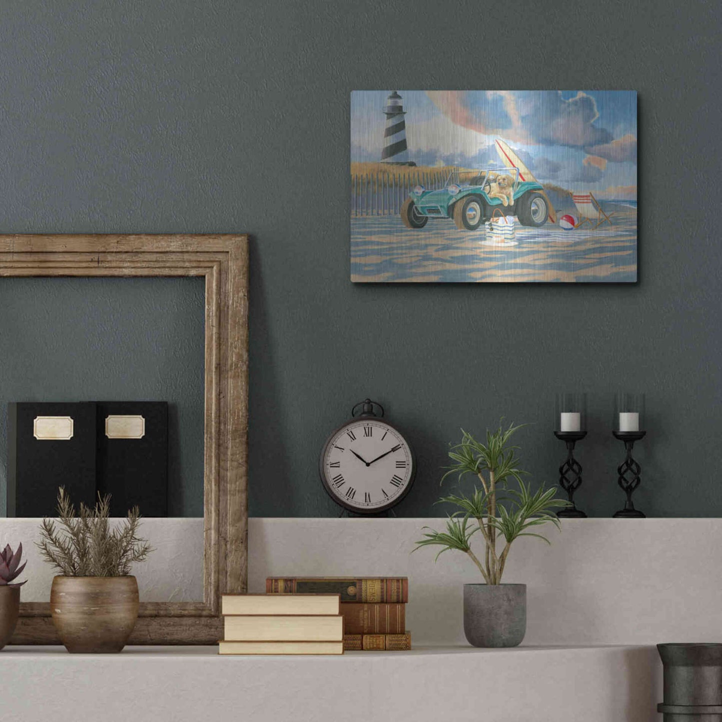 Luxe Metal Art 'Beach Ride IV' by James Wiens, Metal Wall Art,16x12