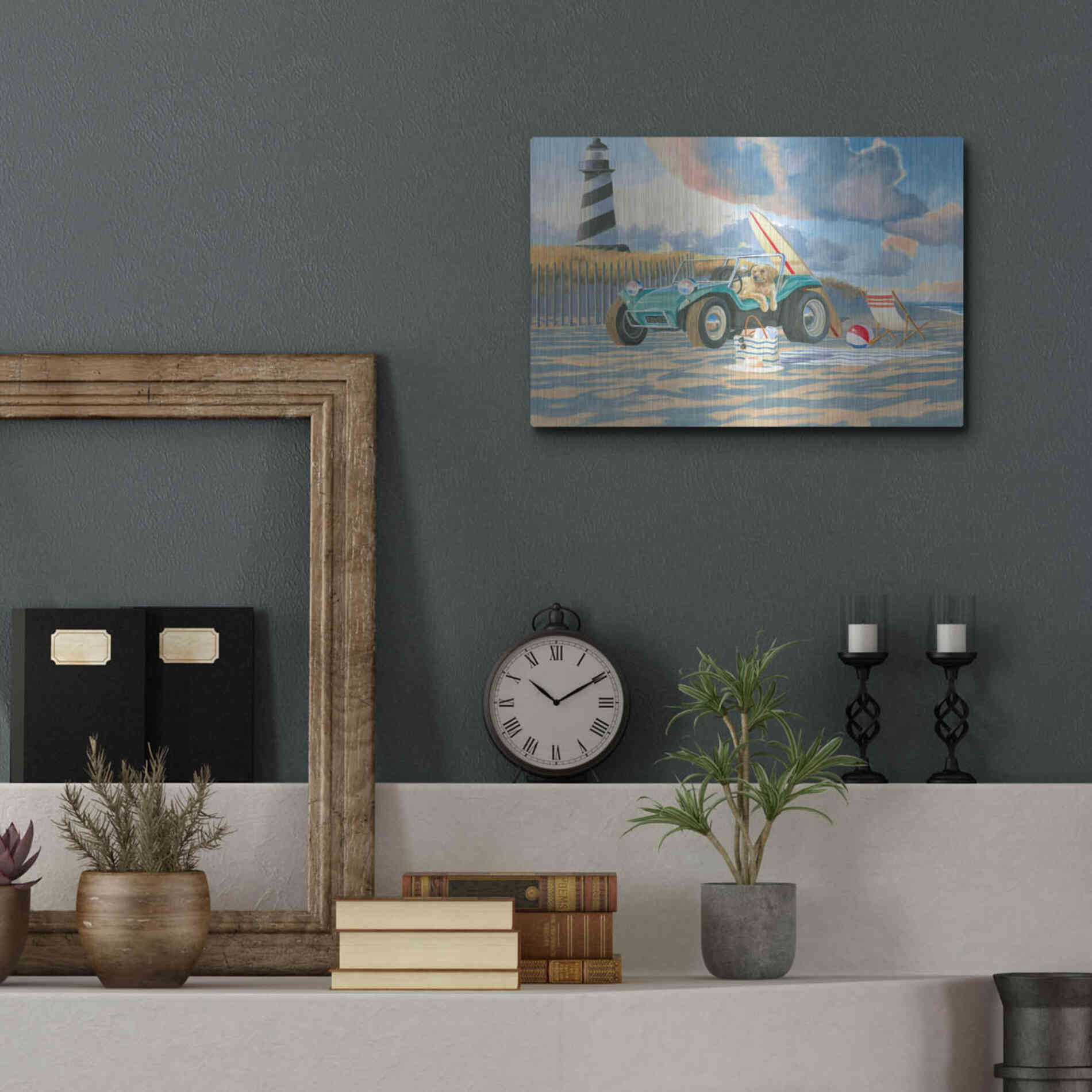 Luxe Metal Art 'Beach Ride IV' by James Wiens, Metal Wall Art,16x12